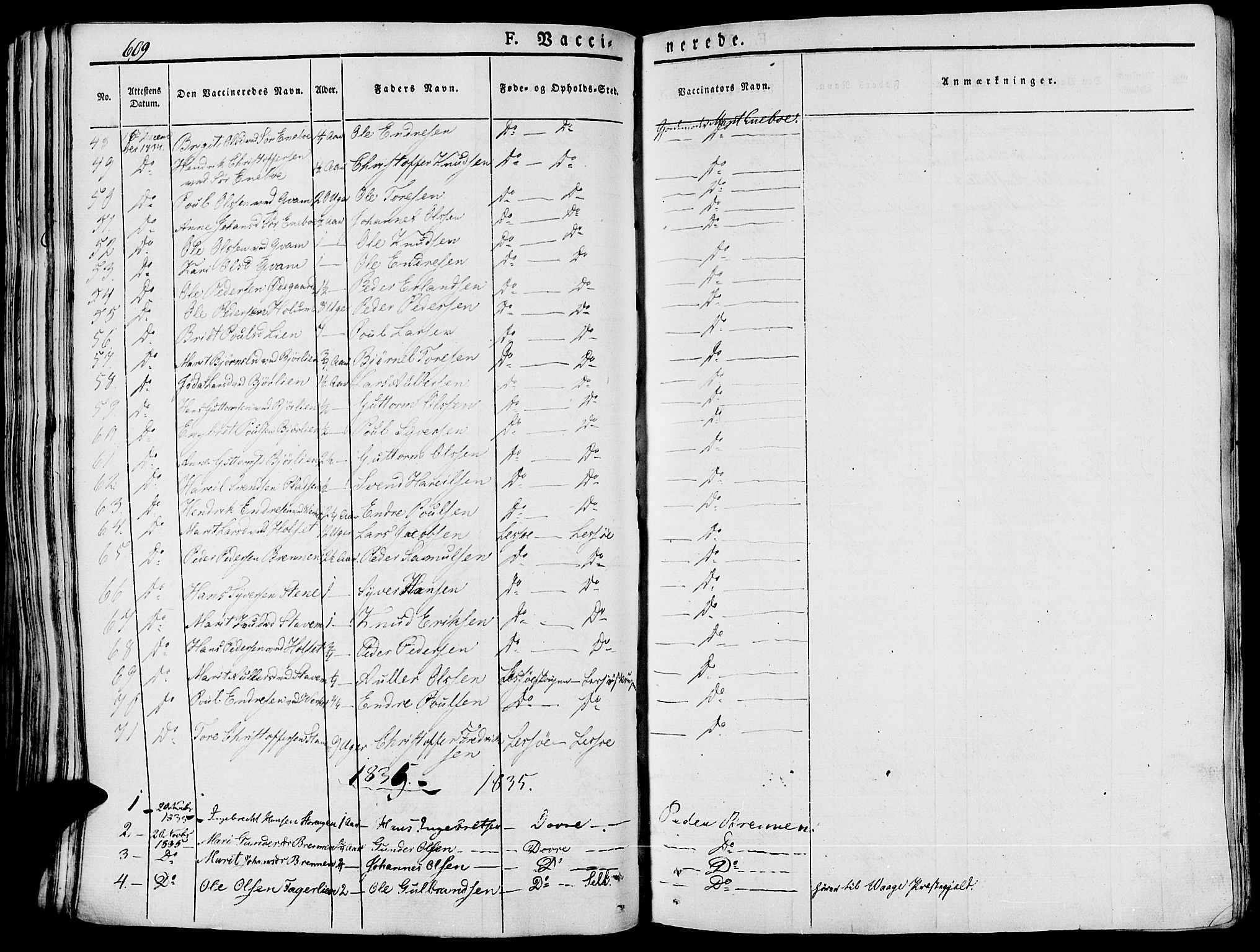 Lesja prestekontor, SAH/PREST-068/H/Ha/Haa/L0005: Parish register (official) no. 5, 1830-1842, p. 609