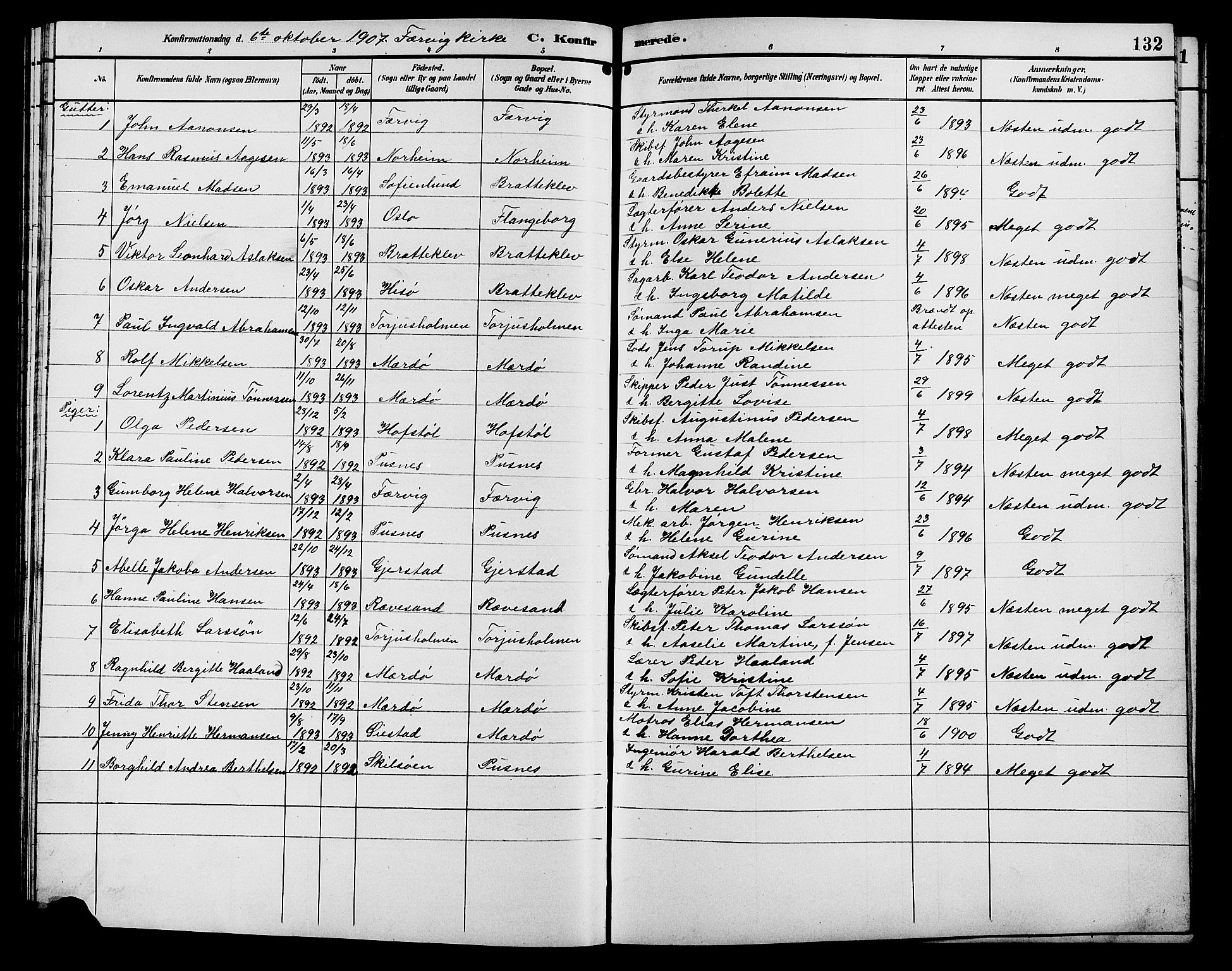 Tromøy sokneprestkontor, AV/SAK-1111-0041/F/Fb/L0006: Parish register (copy) no. B 6, 1892-1907, p. 132