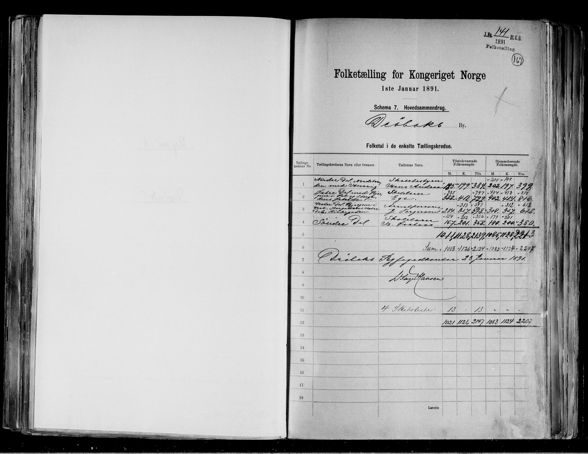 RA, 1891 census for 0203 Drøbak, 1891, p. 2