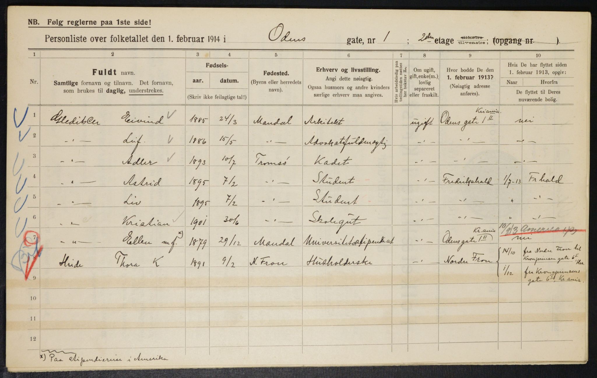 OBA, Municipal Census 1914 for Kristiania, 1914, p. 74497