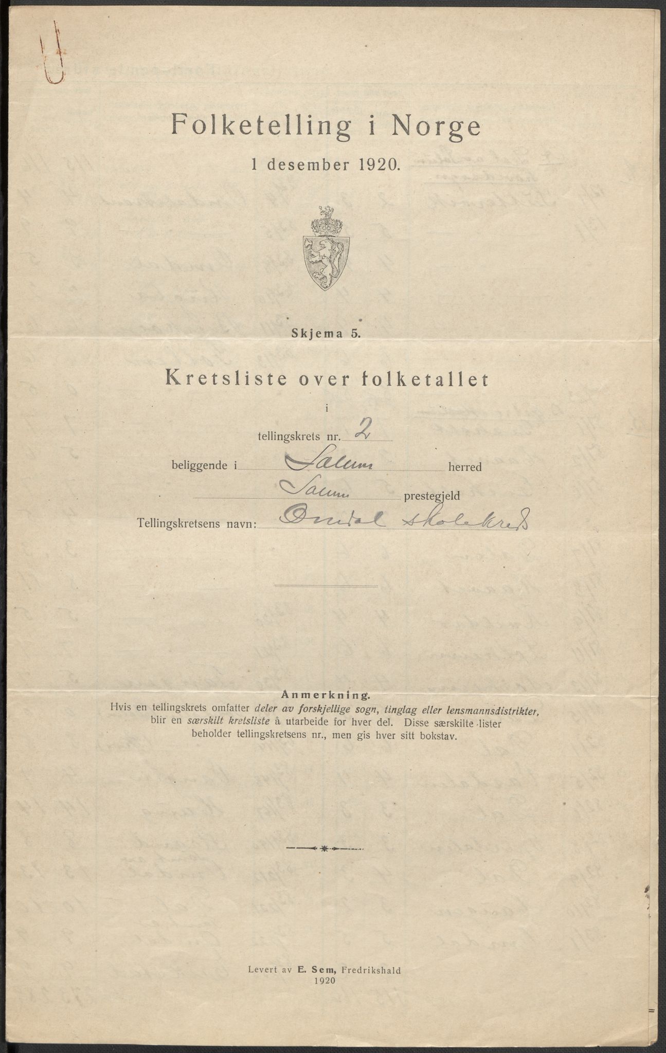 SAKO, 1920 census for Solum, 1920, p. 17