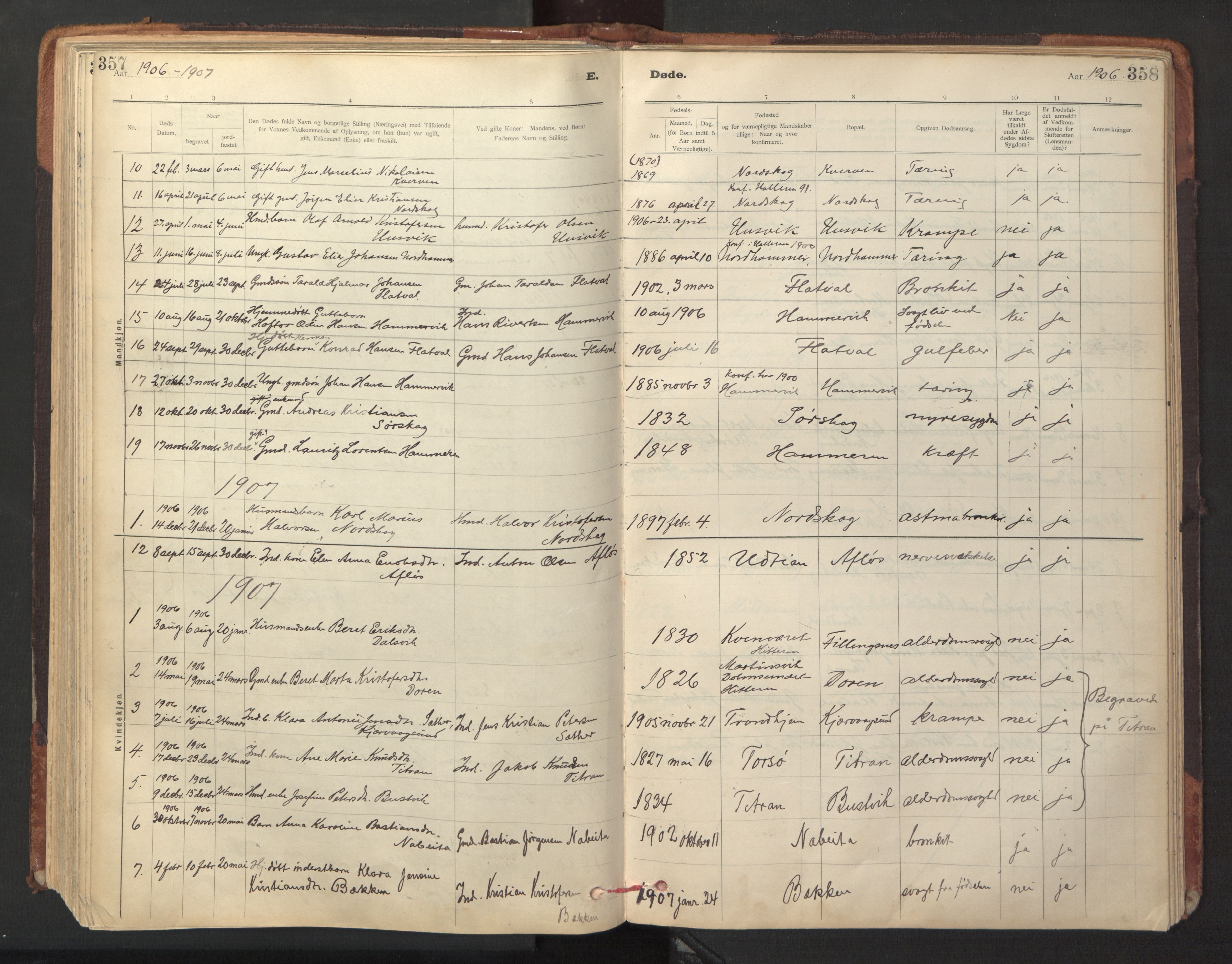 Ministerialprotokoller, klokkerbøker og fødselsregistre - Sør-Trøndelag, SAT/A-1456/641/L0596: Parish register (official) no. 641A02, 1898-1915, p. 357-358