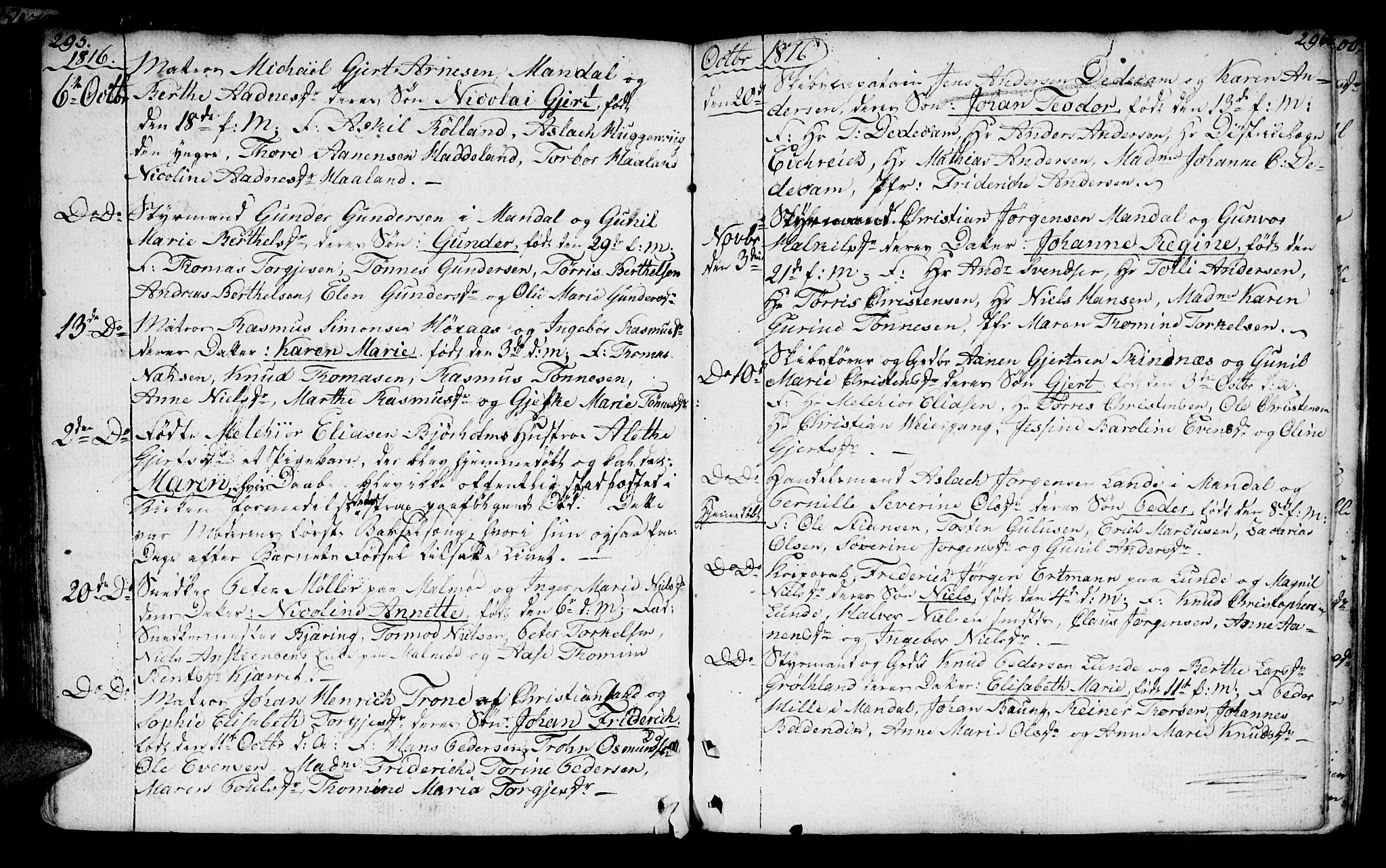 Mandal sokneprestkontor, AV/SAK-1111-0030/F/Fa/Faa/L0008: Parish register (official) no. A 8, 1794-1817, p. 295-296