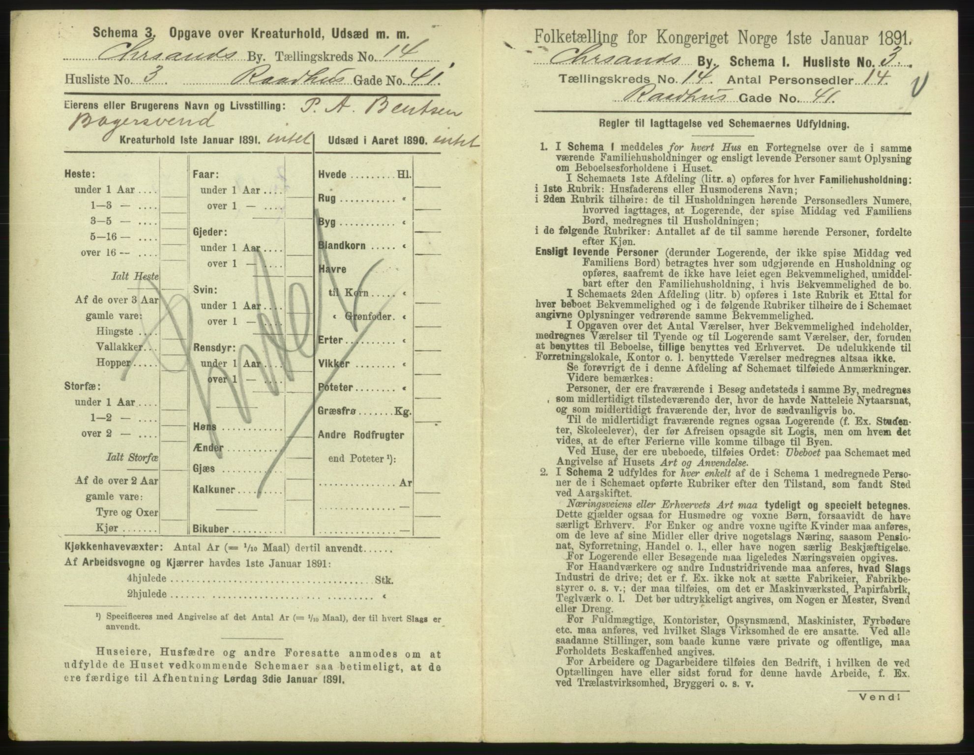 RA, 1891 census for 1001 Kristiansand, 1891, p. 892