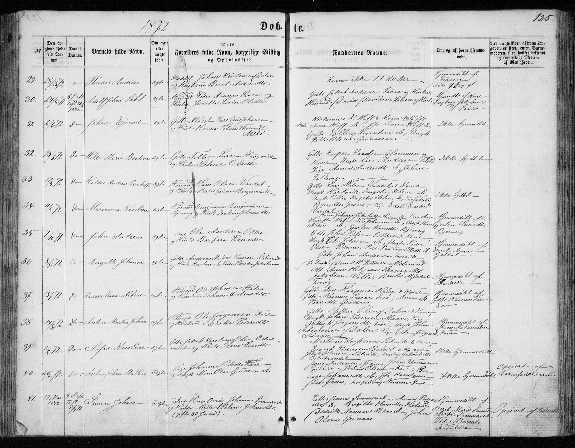 Ministerialprotokoller, klokkerbøker og fødselsregistre - Nordland, SAT/A-1459/843/L0634: Parish register (copy) no. 843C03, 1860-1884, p. 125