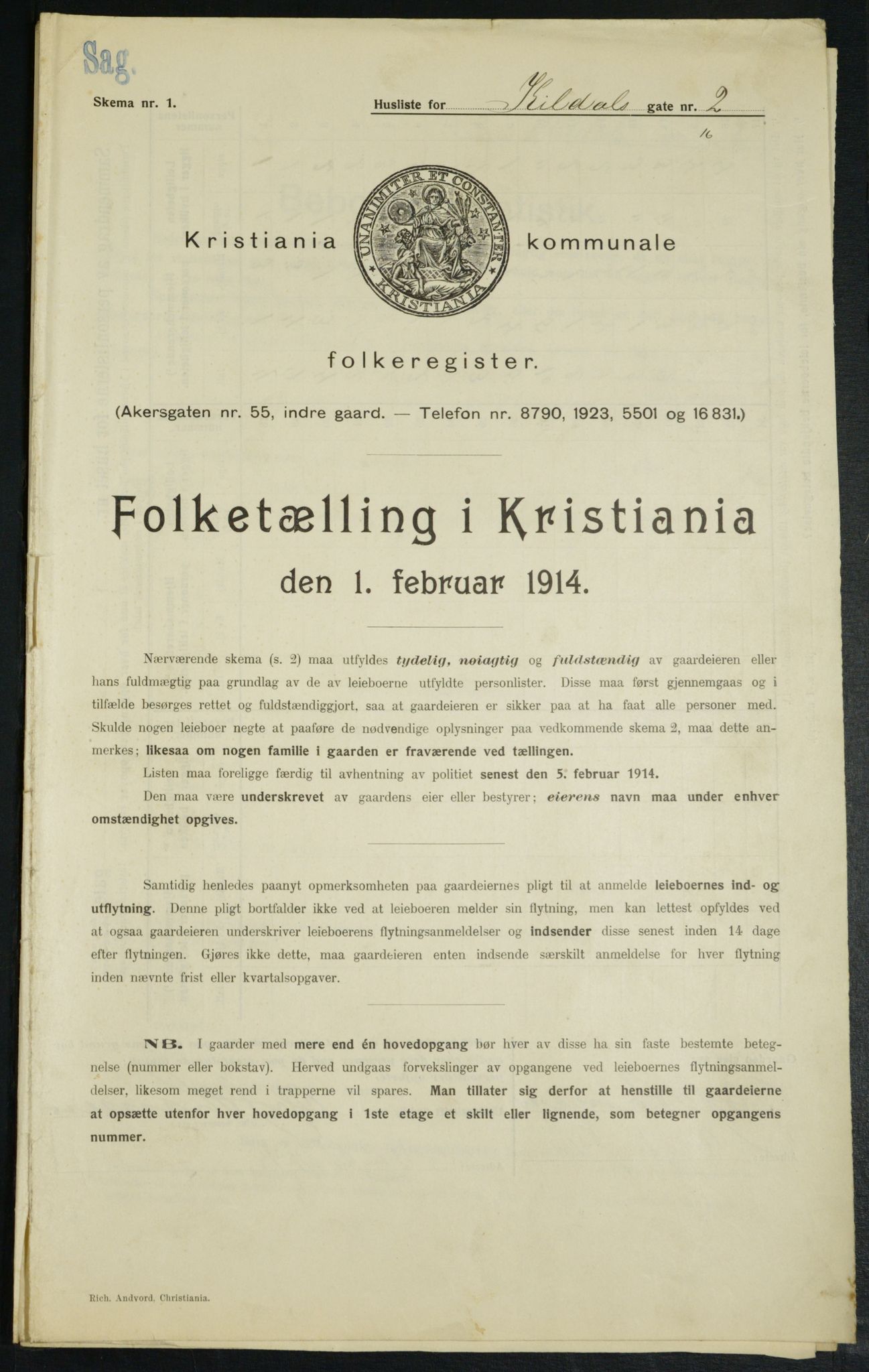 OBA, Municipal Census 1914 for Kristiania, 1914, p. 49454