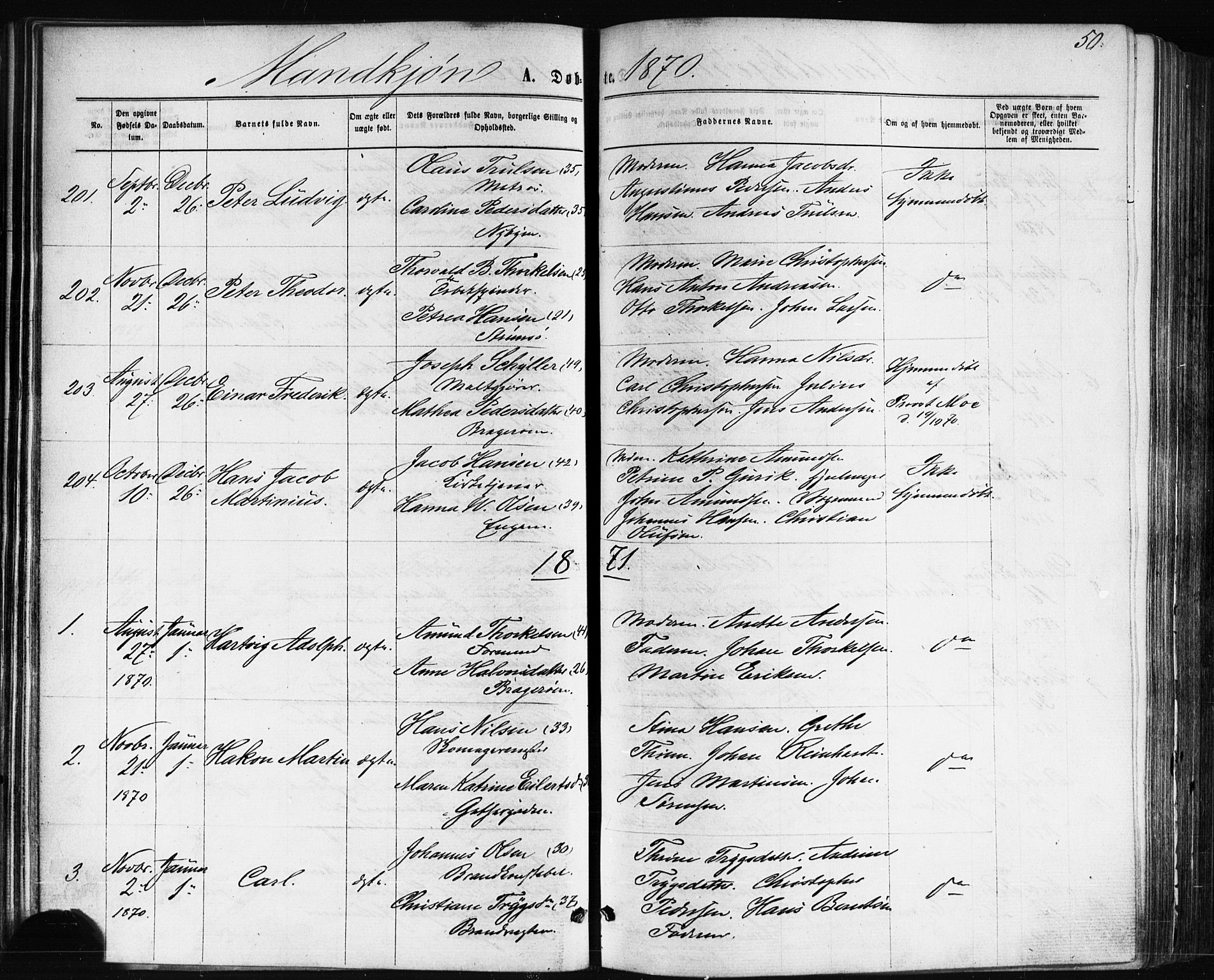 Bragernes kirkebøker, AV/SAKO-A-6/F/Fb/L0004: Parish register (official) no. II 4, 1869-1875, p. 50