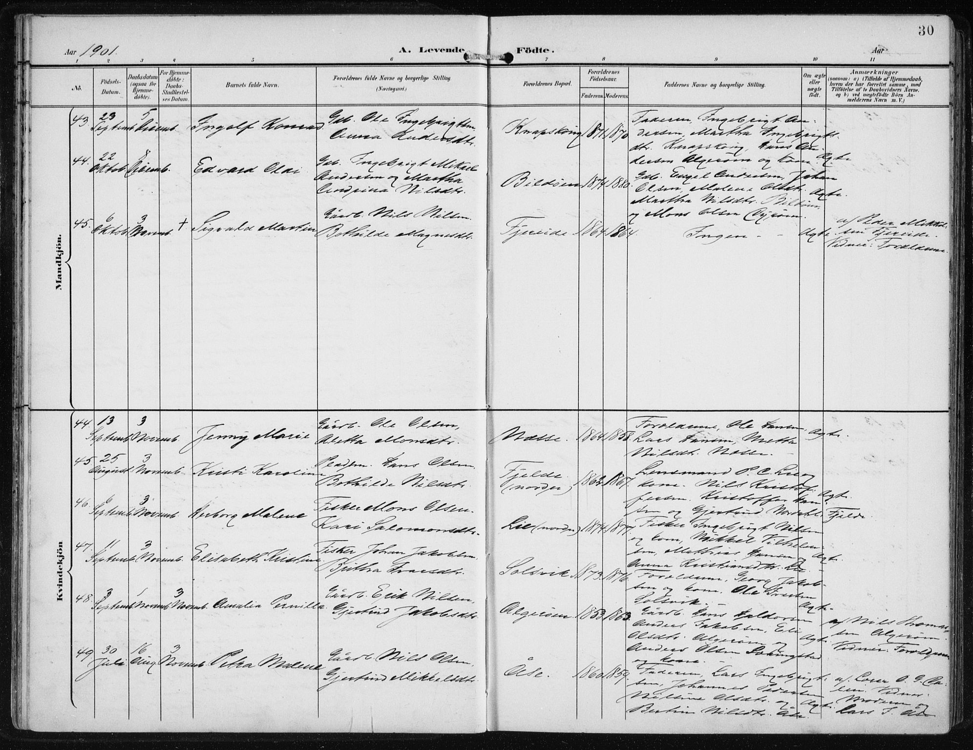 Fjell sokneprestembete, SAB/A-75301/H/Haa: Parish register (official) no. A  9, 1899-1910, p. 30