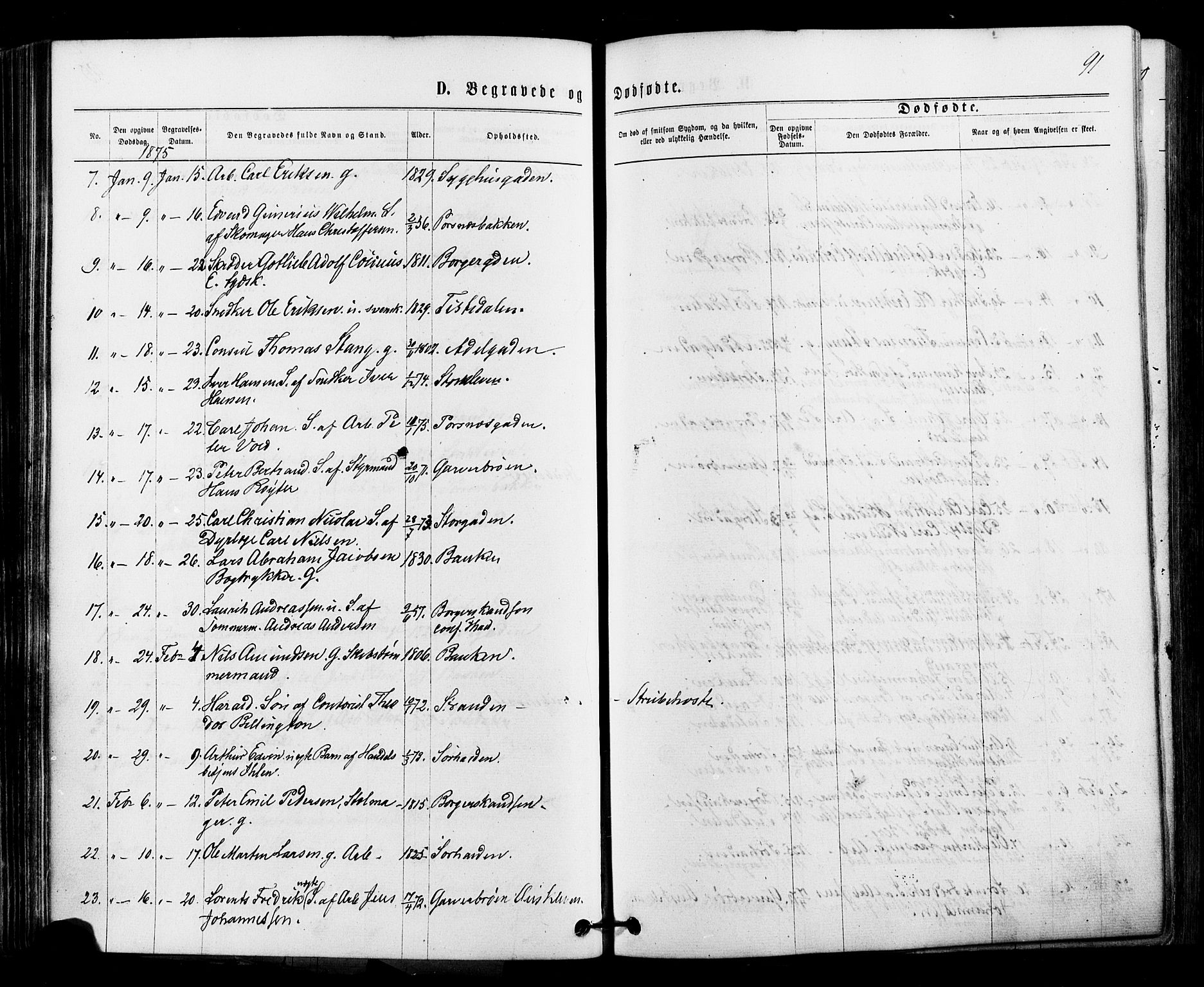 Halden prestekontor Kirkebøker, SAO/A-10909/F/Fa/L0010: Parish register (official) no. I 10, 1866-1877, p. 91