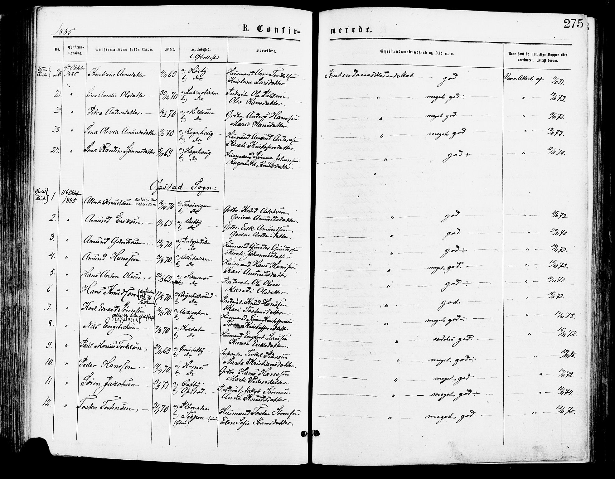 Sør-Odal prestekontor, SAH/PREST-030/H/Ha/Haa/L0005: Parish register (official) no. 5, 1876-1885, p. 275