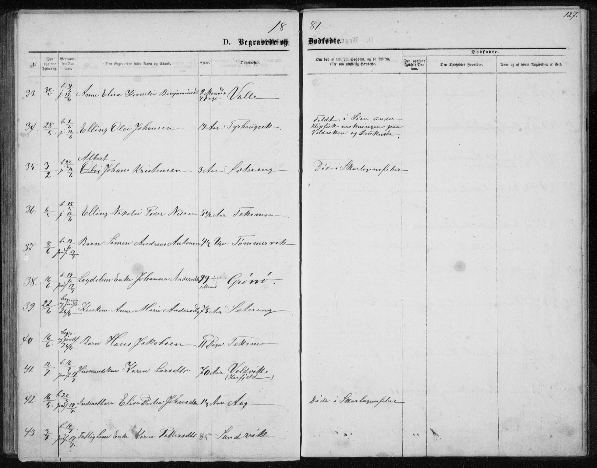 Ministerialprotokoller, klokkerbøker og fødselsregistre - Nordland, AV/SAT-A-1459/843/L0635: Parish register (copy) no. 843C04, 1872-1887, p. 127