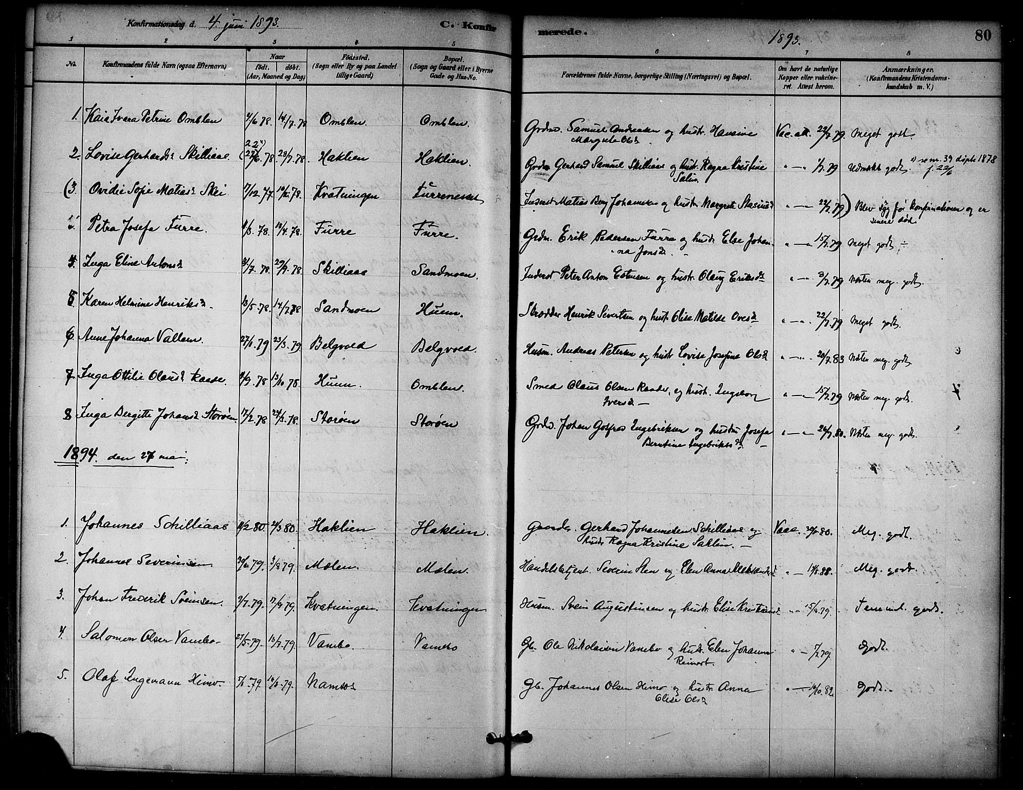 Ministerialprotokoller, klokkerbøker og fødselsregistre - Nord-Trøndelag, AV/SAT-A-1458/766/L0563: Parish register (official) no. 767A01, 1881-1899, p. 80