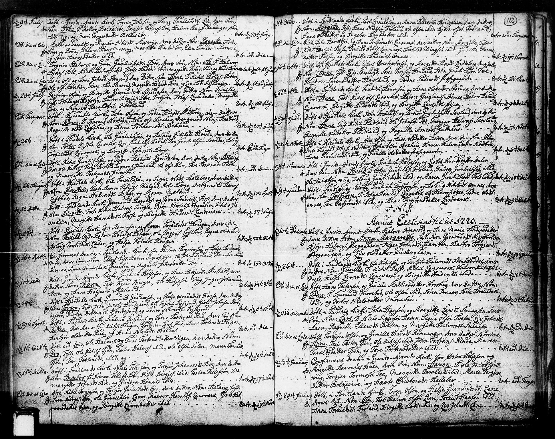 Hjartdal kirkebøker, SAKO/A-270/F/Fa/L0003: Parish register (official) no. I 3, 1727-1775, p. 112