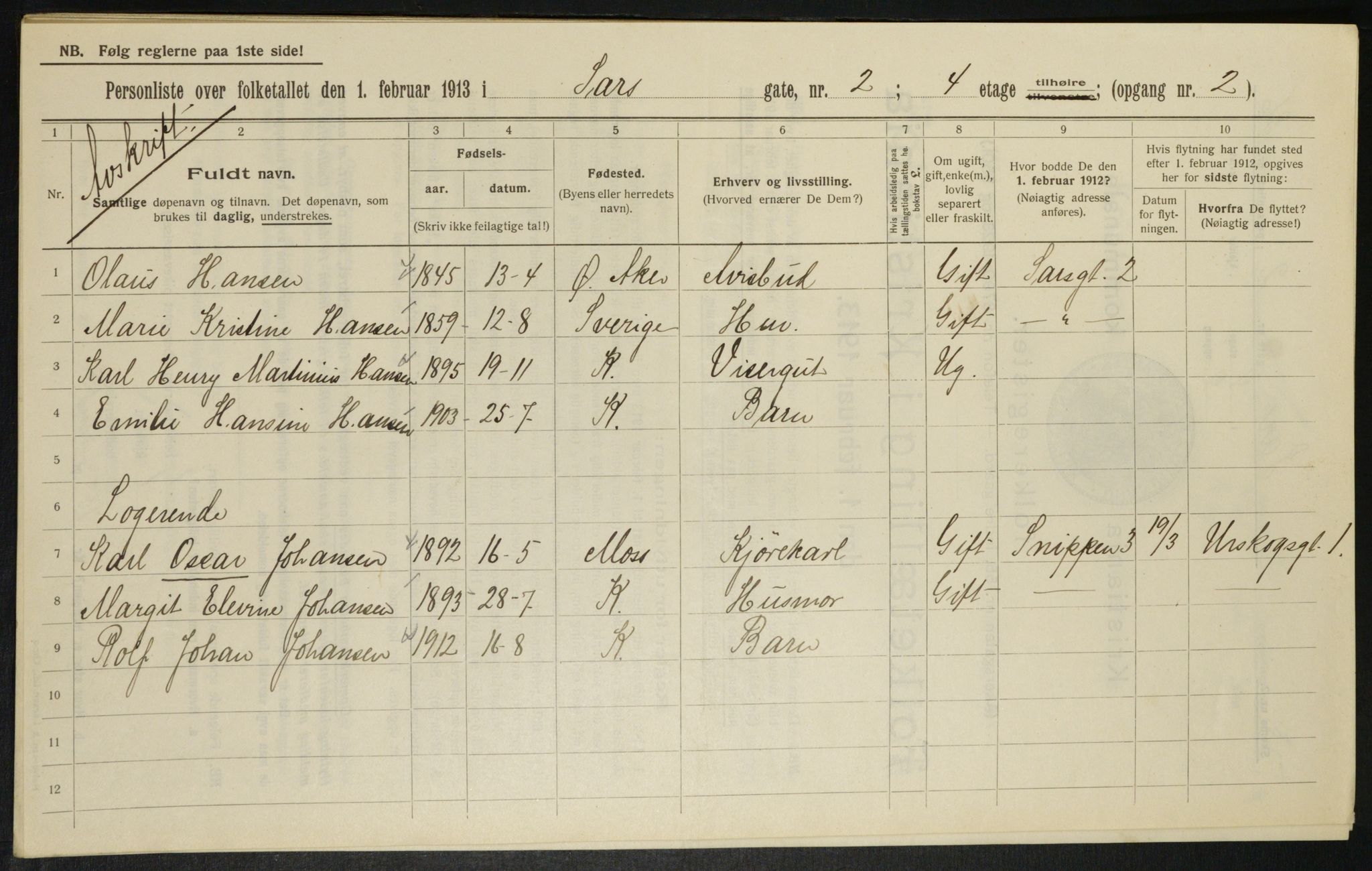 OBA, Municipal Census 1913 for Kristiania, 1913, p. 89208