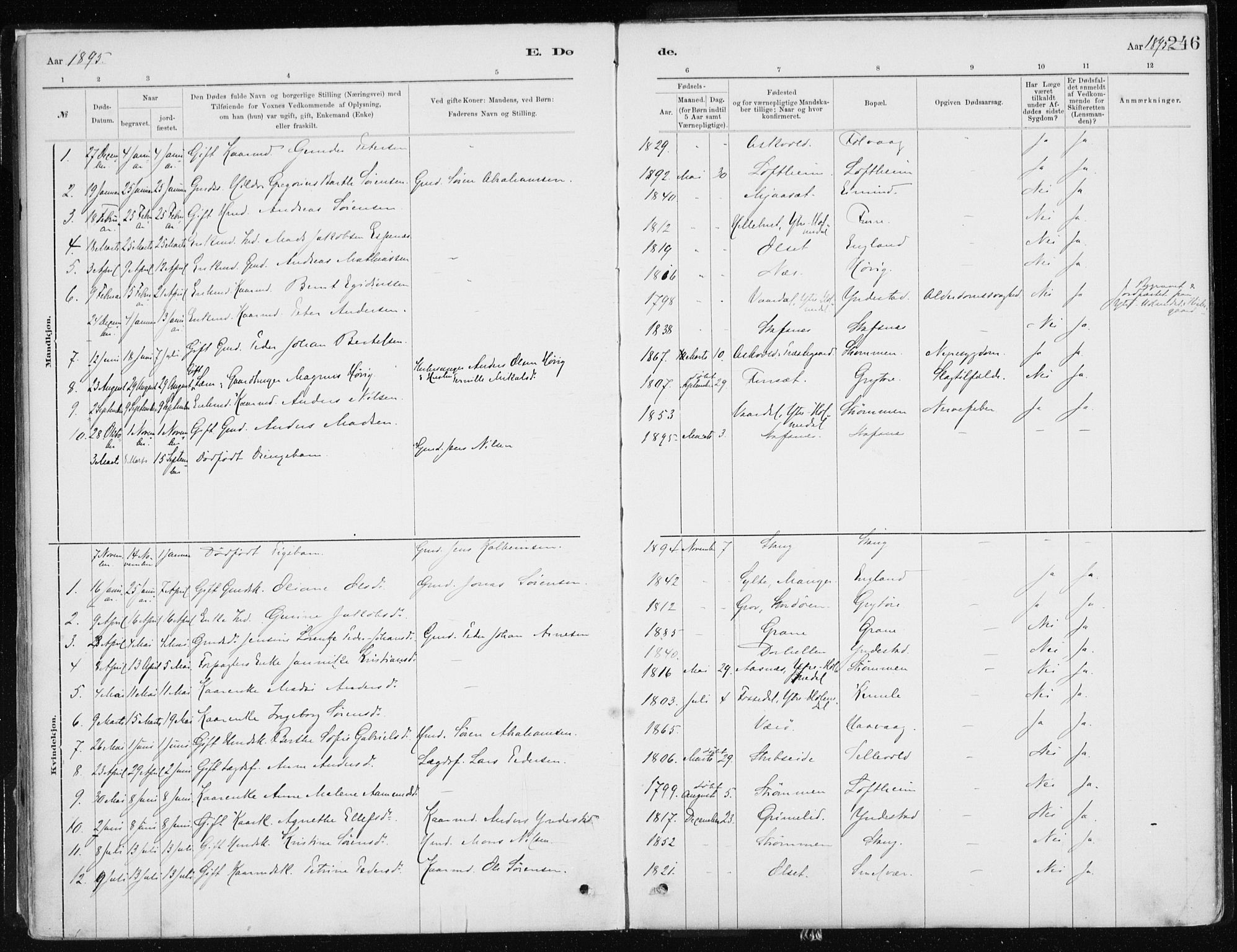 Askvoll sokneprestembete, SAB/A-79501/H/Haa/Haab/L0002: Parish register (official) no. B 2, 1879-1909, p. 246
