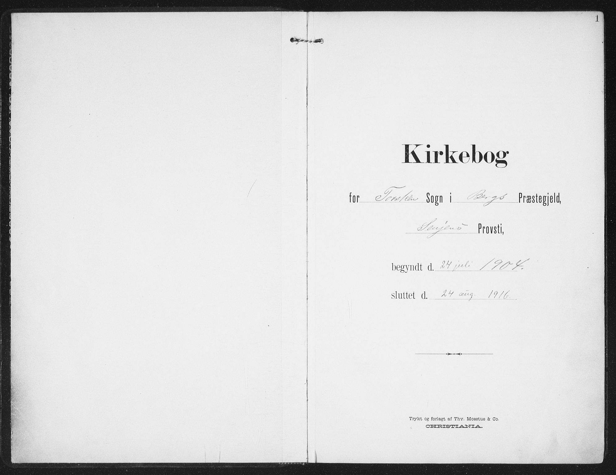 Berg sokneprestkontor, AV/SATØ-S-1318/G/Ga/Gaa/L0008kirke: Parish register (official) no. 8, 1904-1916, p. 1