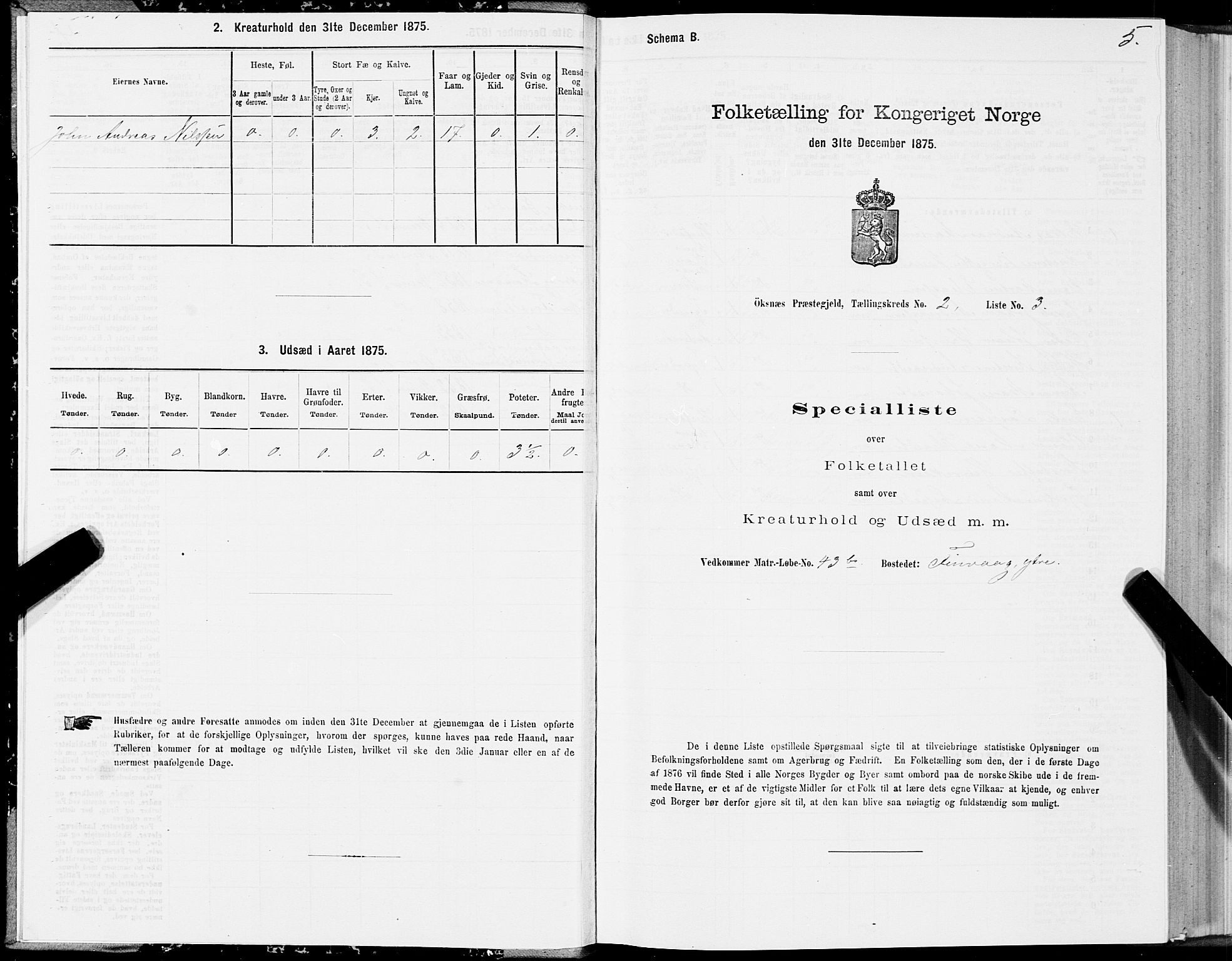 SAT, 1875 census for 1868P Øksnes, 1875, p. 2005