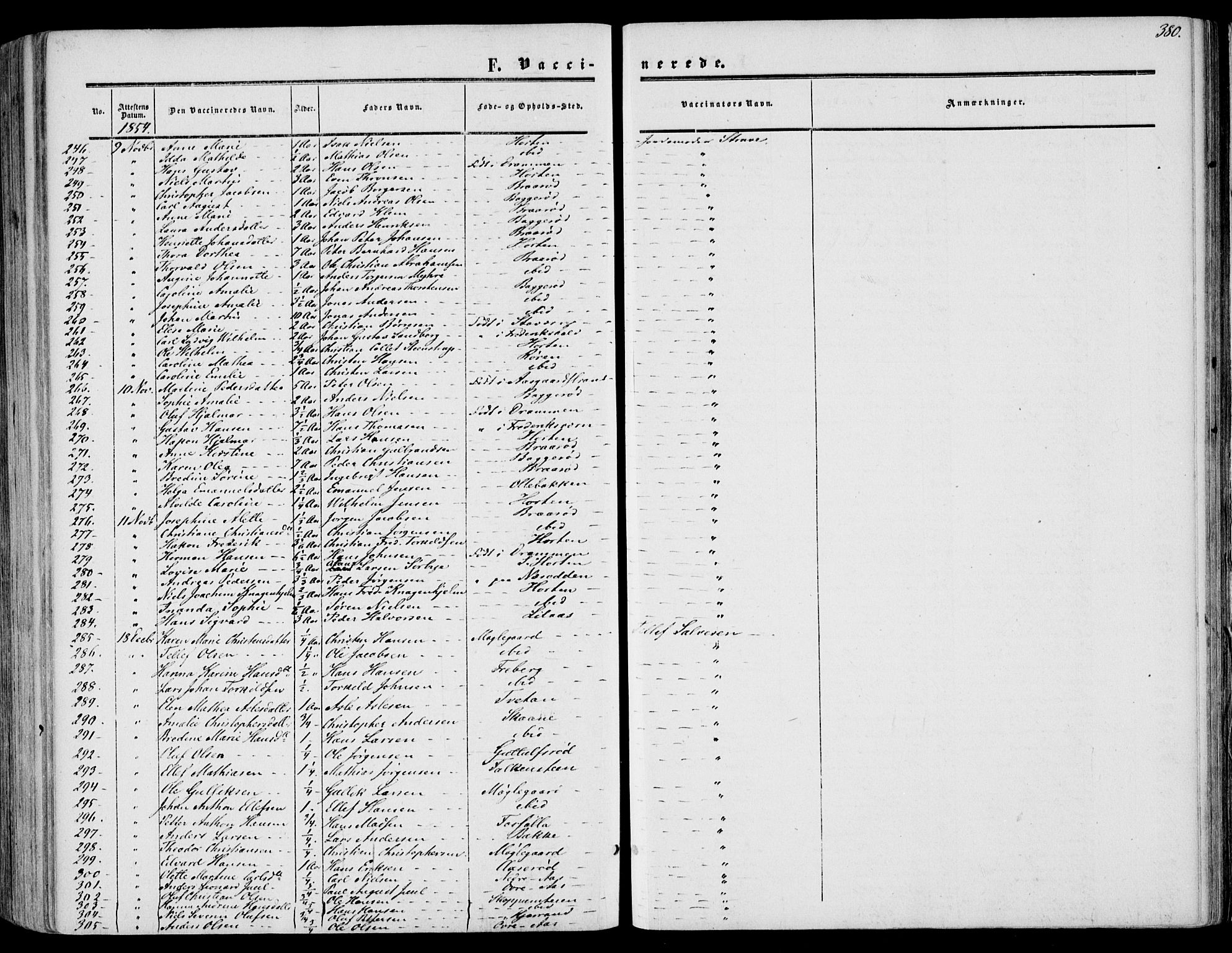 Borre kirkebøker, SAKO/A-338/F/Fa/L0006: Parish register (official) no. I 6, 1852-1862, p. 380