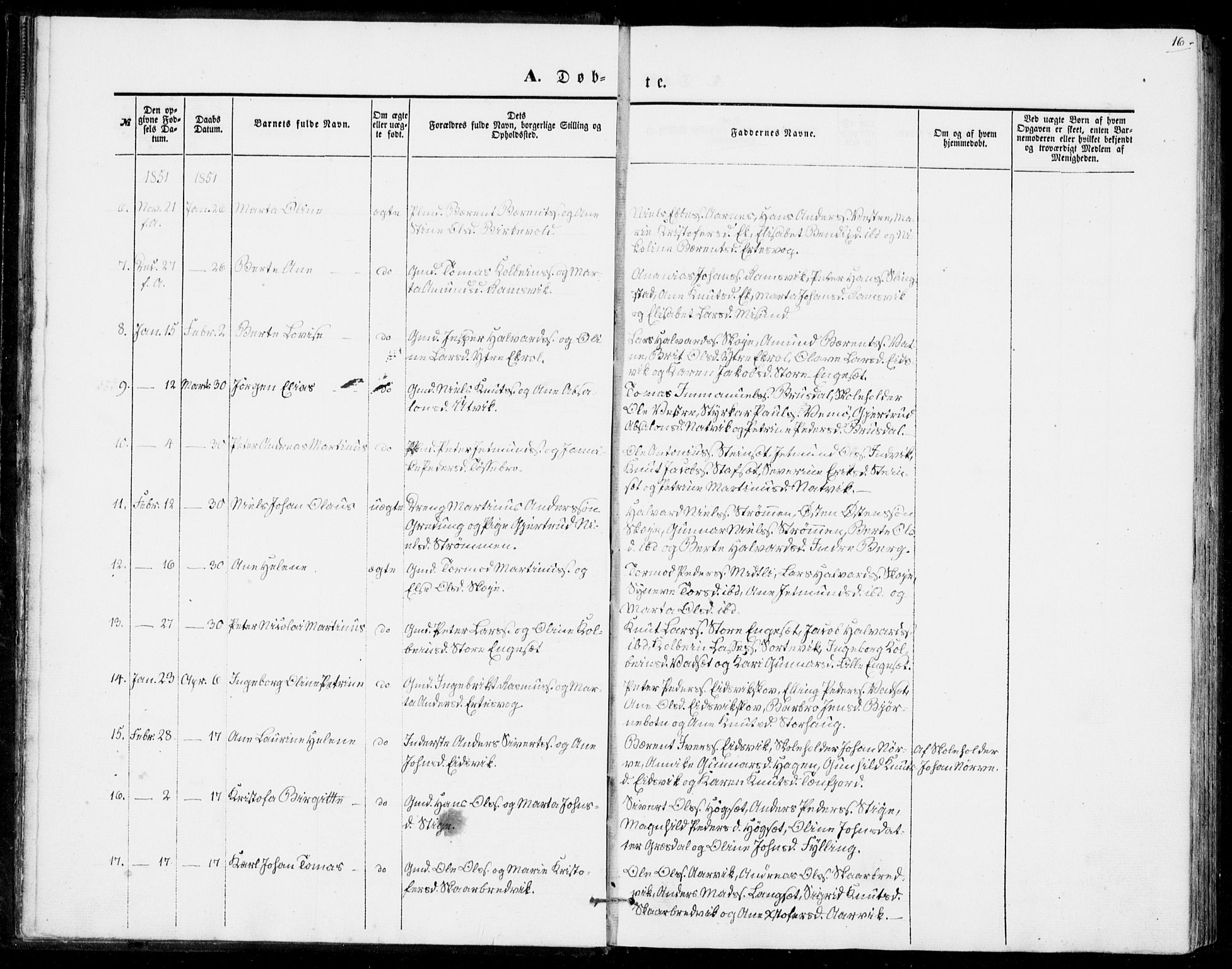 Ministerialprotokoller, klokkerbøker og fødselsregistre - Møre og Romsdal, SAT/A-1454/524/L0353: Parish register (official) no. 524A05, 1848-1856, p. 16