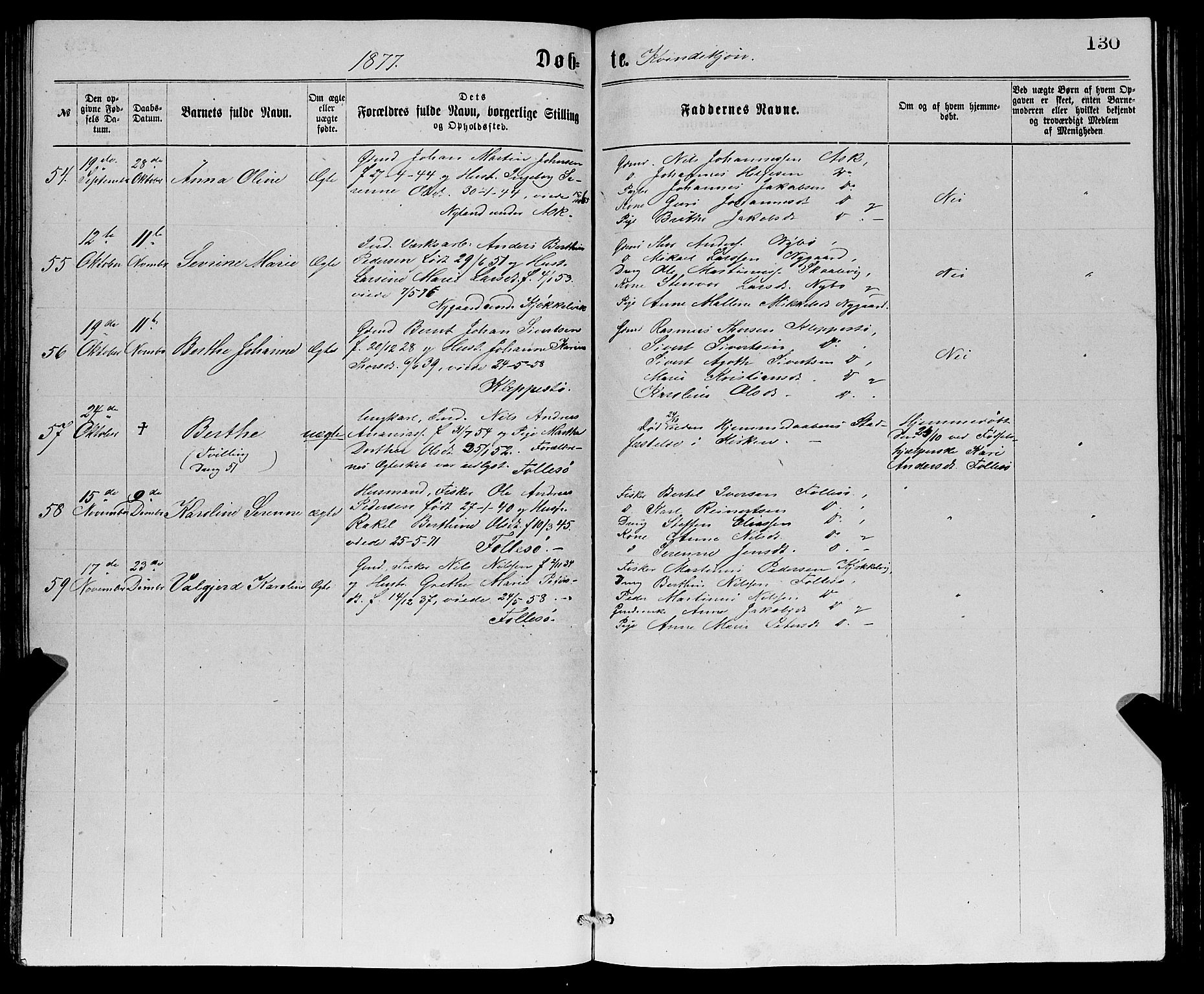 Askøy Sokneprestembete, SAB/A-74101/H/Ha/Hab/Haba/L0007: Parish register (copy) no. A 7, 1871-1881, p. 130