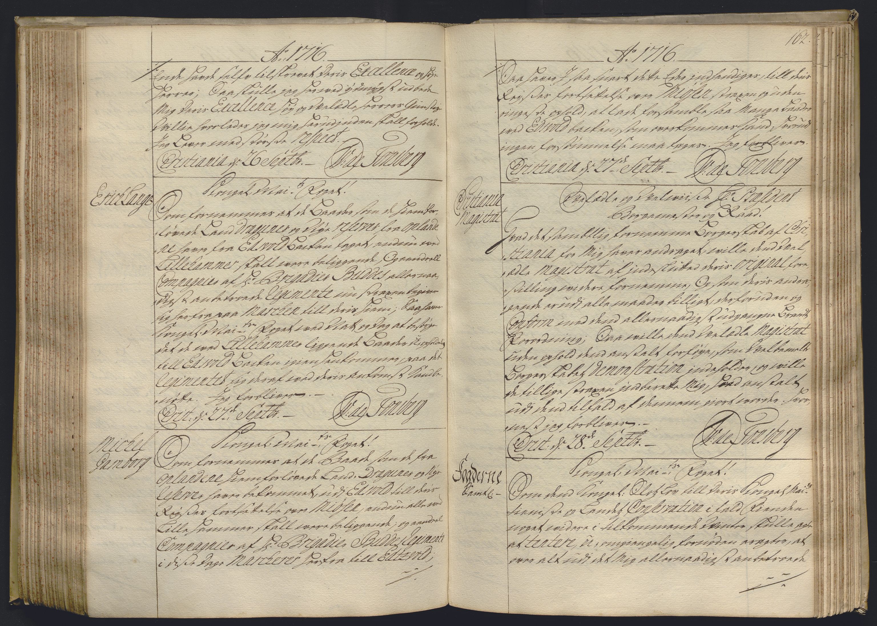 Kristiania stiftamt, AV/SAO-A-10386/B/Ba/L0004: Kopibok, 1715-1717, p. 161b-162a