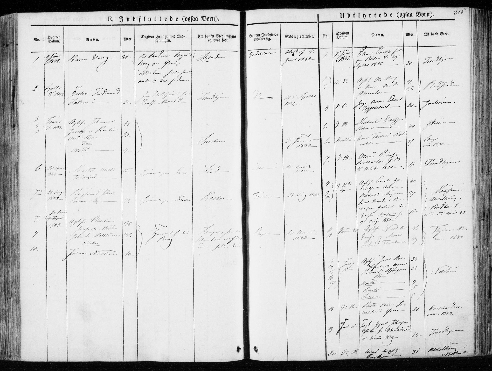 Ministerialprotokoller, klokkerbøker og fødselsregistre - Nord-Trøndelag, SAT/A-1458/723/L0239: Parish register (official) no. 723A08, 1841-1851, p. 315