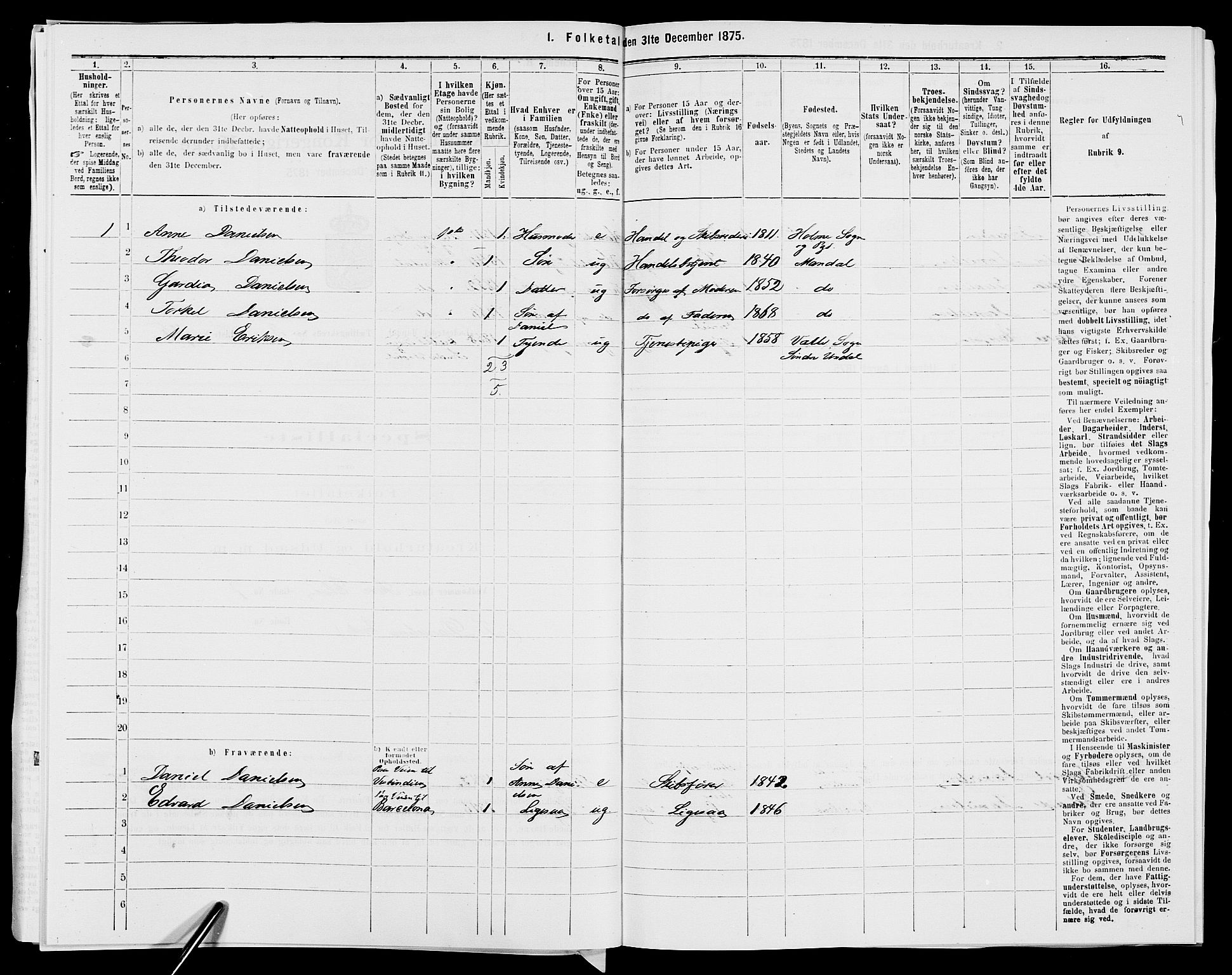 SAK, 1875 census for 1002B Mandal/Mandal, 1875, p. 171