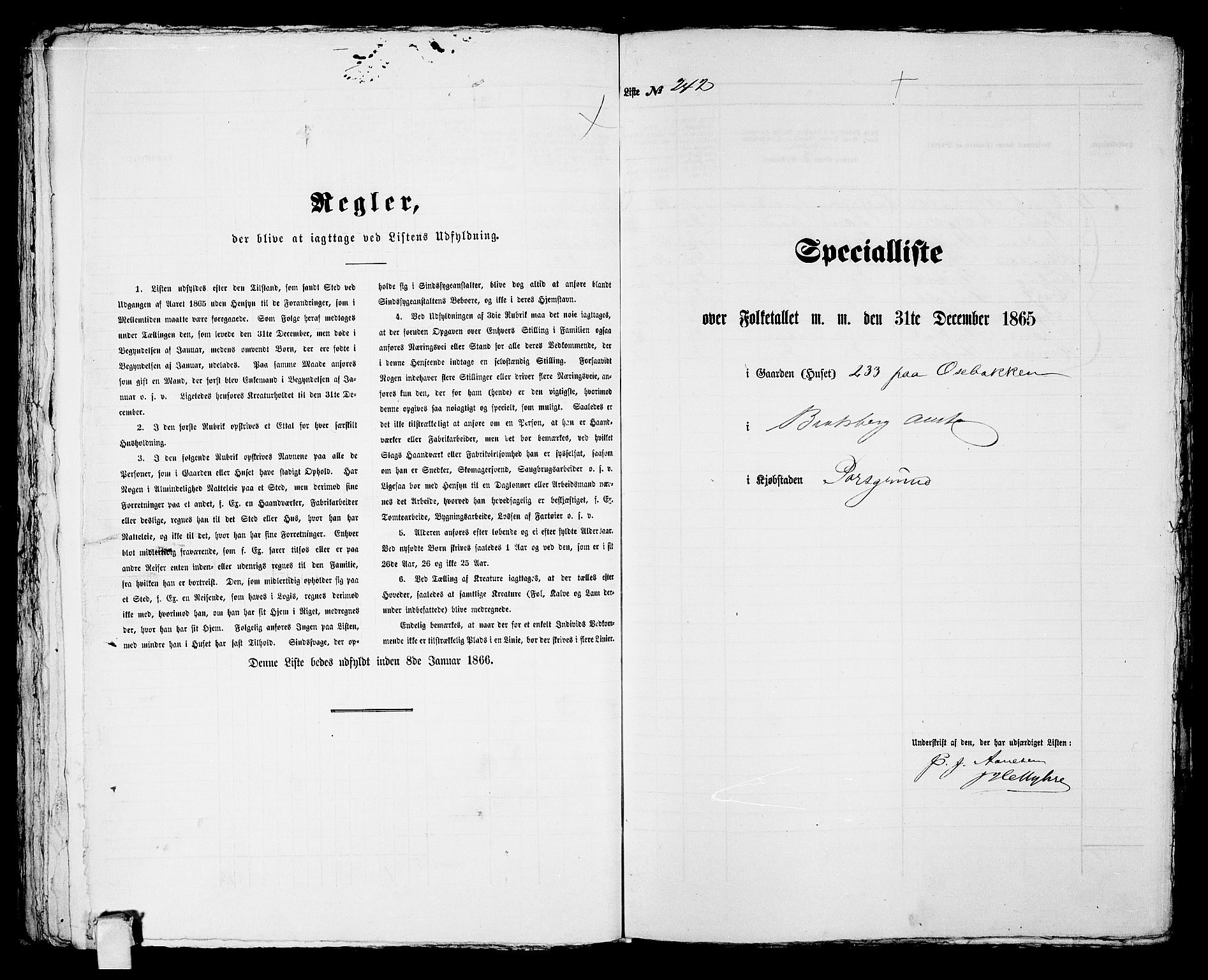 RA, 1865 census for Porsgrunn, 1865, p. 496