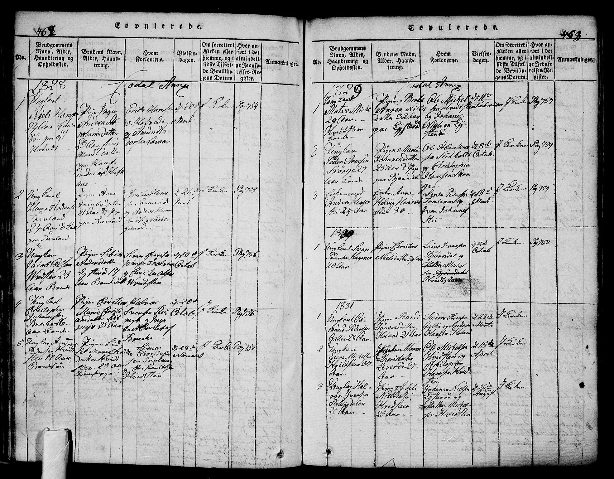 Andebu kirkebøker, AV/SAKO-A-336/G/Ga/L0002: Parish register (copy) no. I 2 /3, 1823-1832, p. 462-463