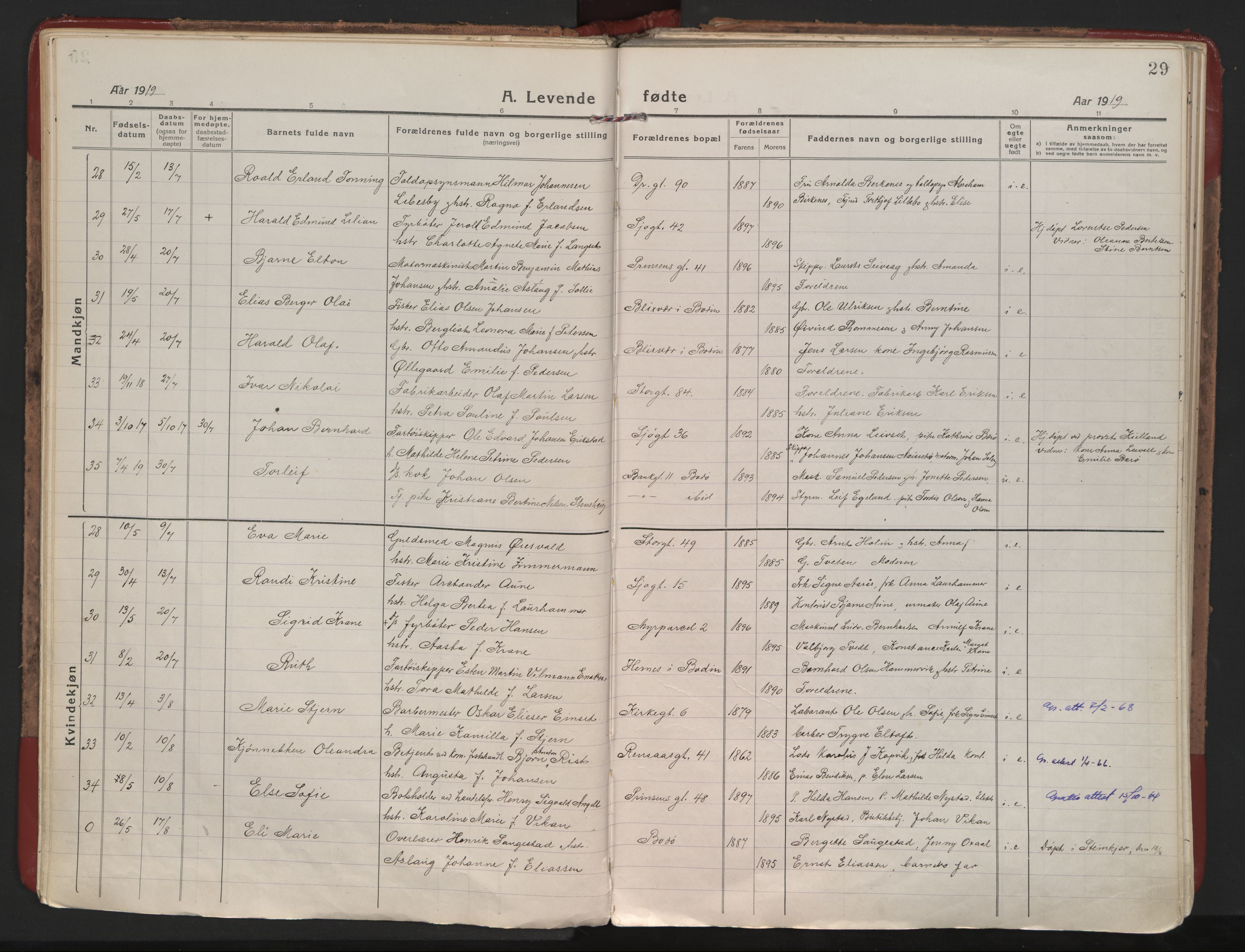 Ministerialprotokoller, klokkerbøker og fødselsregistre - Nordland, SAT/A-1459/801/L0017: Parish register (official) no. 801A17, 1917-1930, p. 29