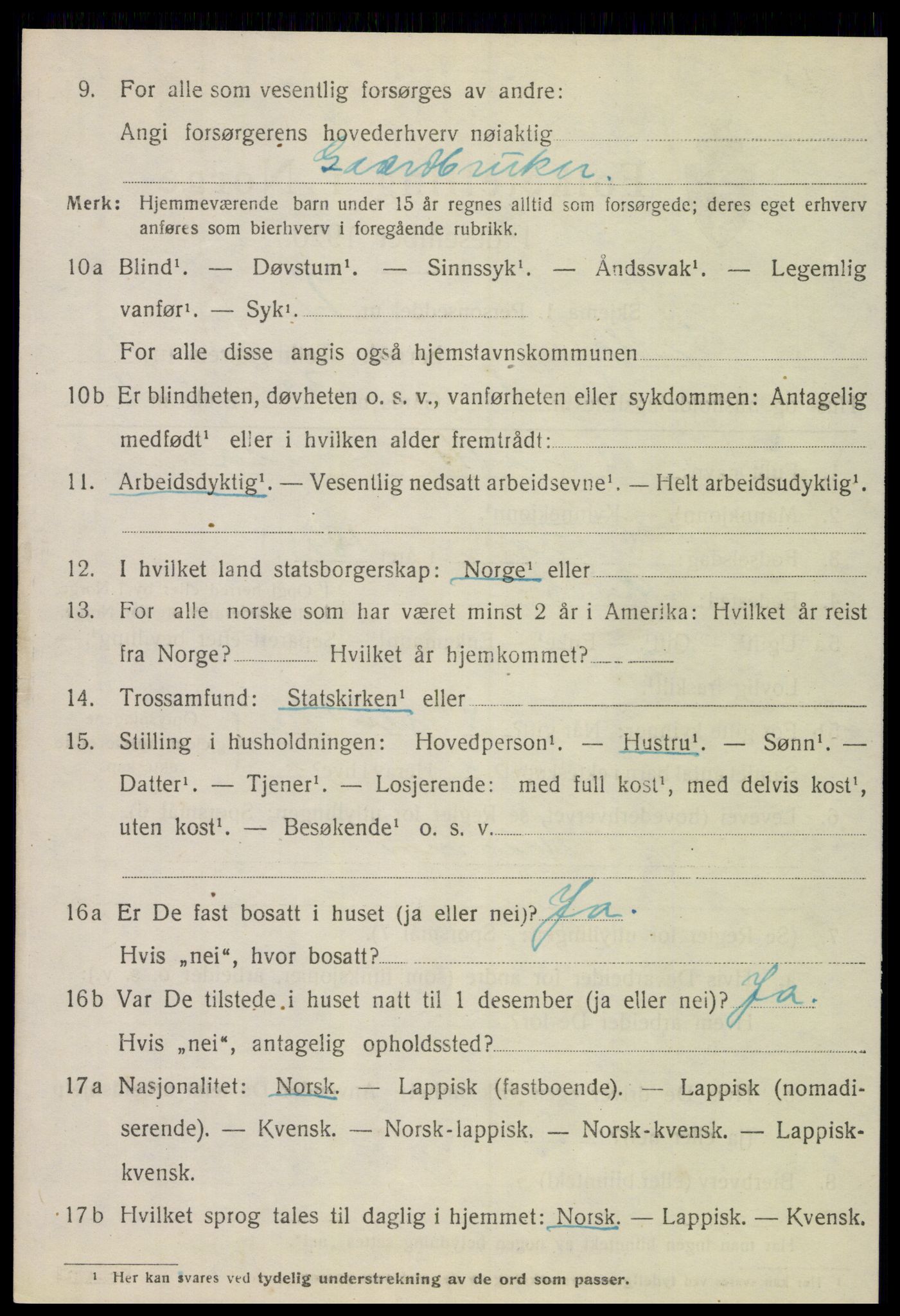 SAT, 1920 census for Meløy, 1920, p. 4406