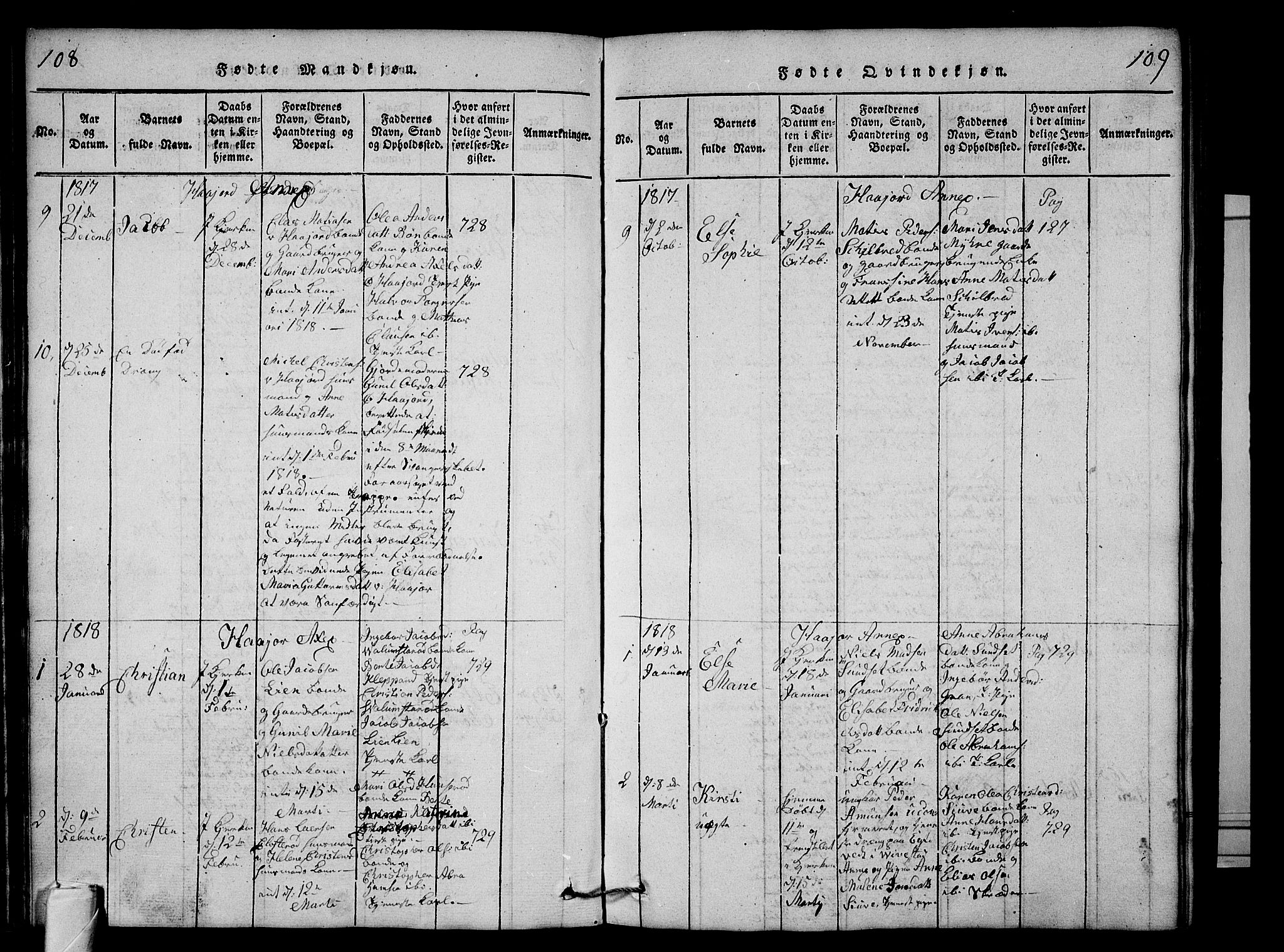 Andebu kirkebøker, AV/SAKO-A-336/G/Ga/L0001: Parish register (copy) no. I 1 /2, 1815-1823, p. 108-109