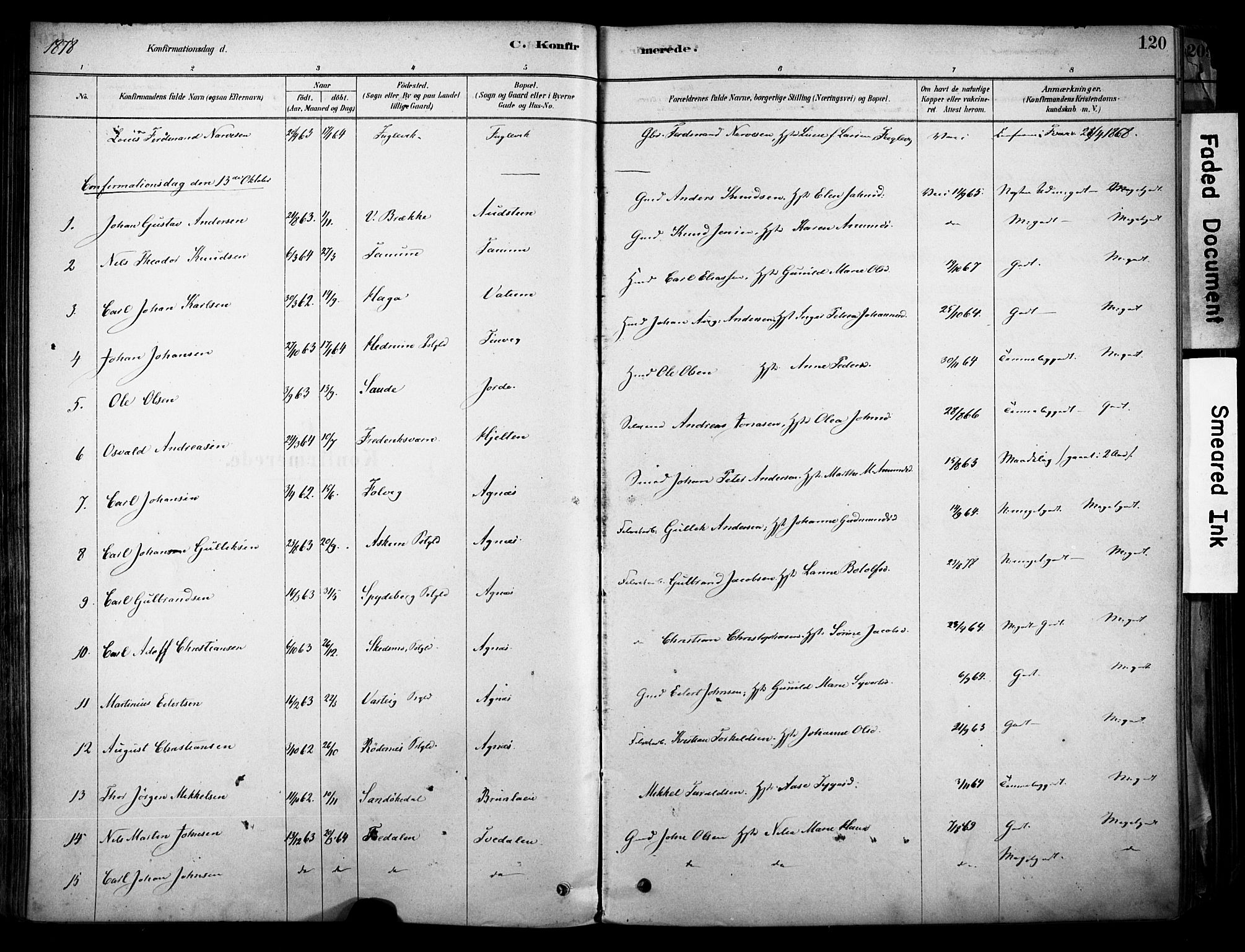 Brunlanes kirkebøker, AV/SAKO-A-342/F/Fc/L0001: Parish register (official) no. III 1, 1878-1899, p. 120