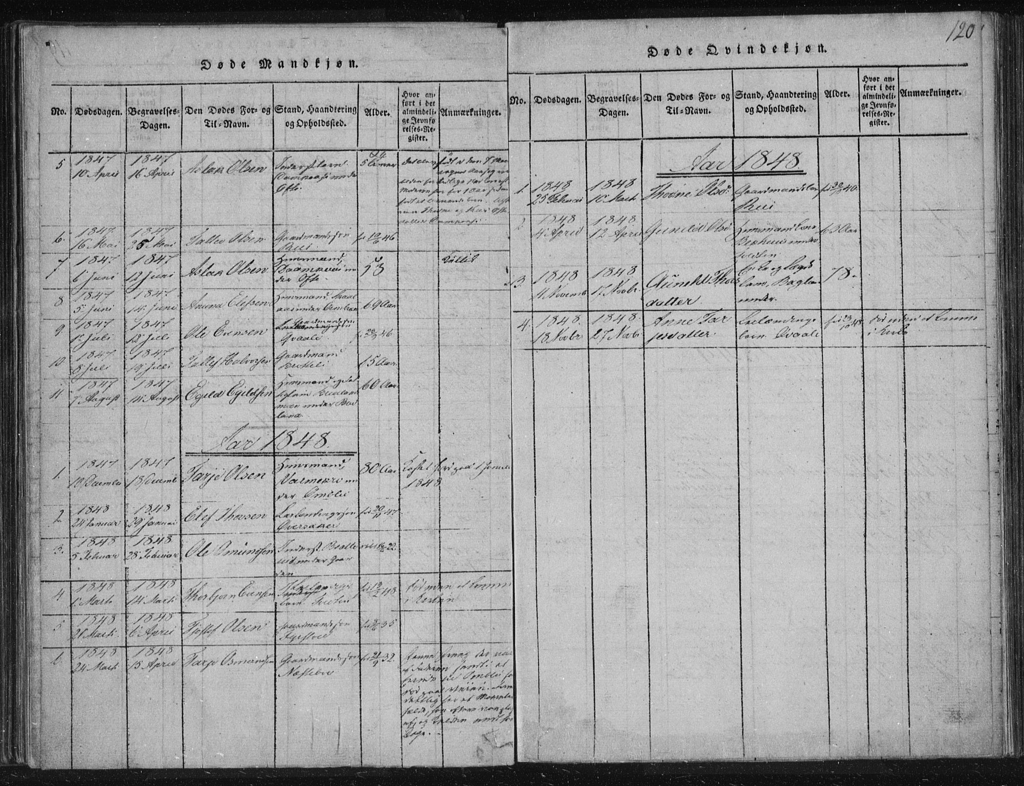 Lårdal kirkebøker, SAKO/A-284/F/Fc/L0001: Parish register (official) no. III 1, 1815-1860, p. 120