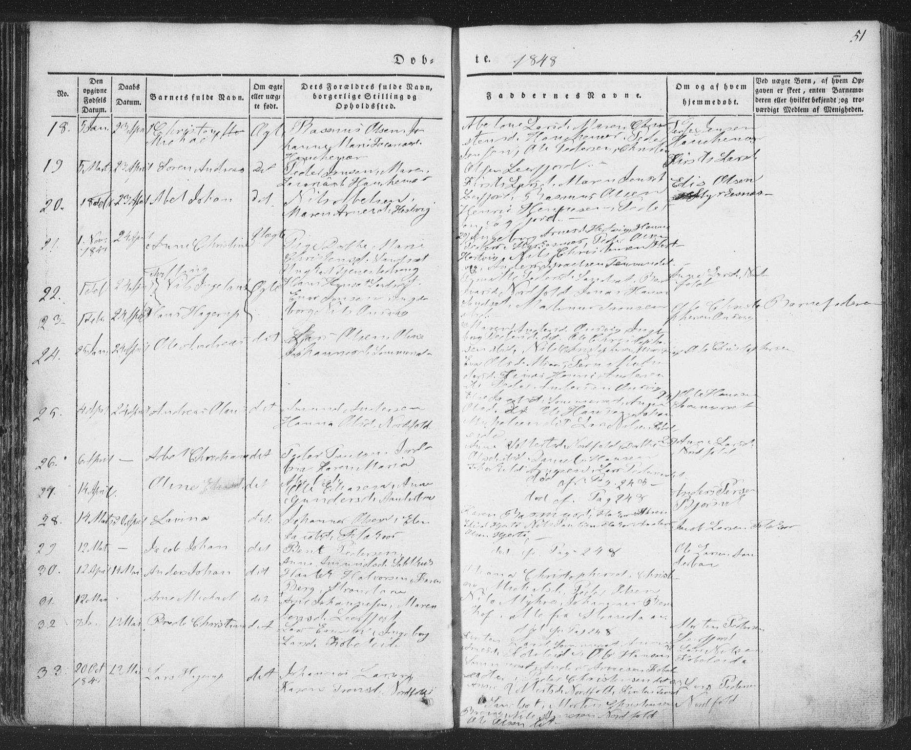 Ministerialprotokoller, klokkerbøker og fødselsregistre - Nordland, AV/SAT-A-1459/853/L0769: Parish register (official) no. 853A08, 1836-1856, p. 51