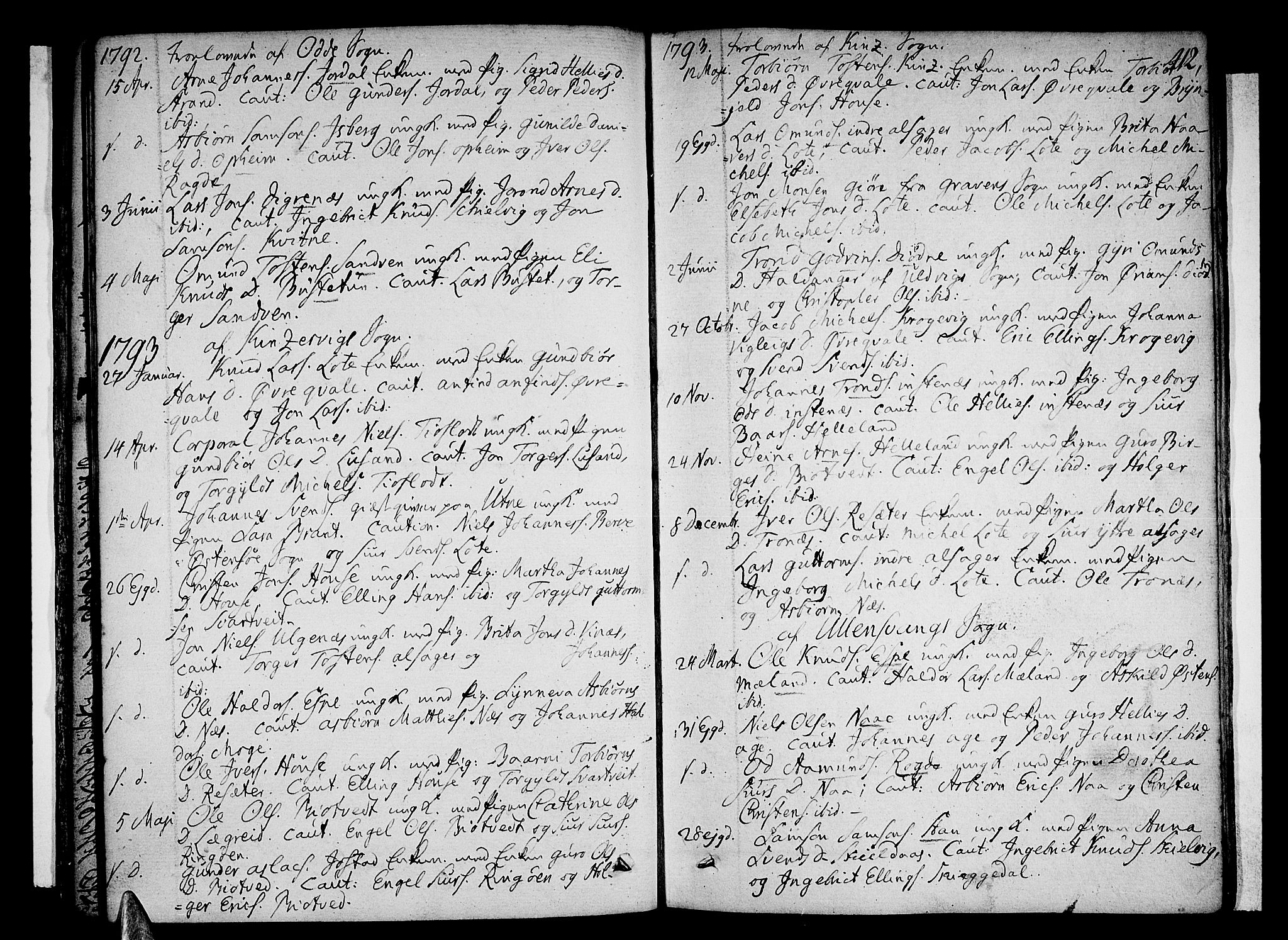 Ullensvang sokneprestembete, SAB/A-78701/H/Haa: Parish register (official) no. A 7 /1, 1788-1804, p. 411-412