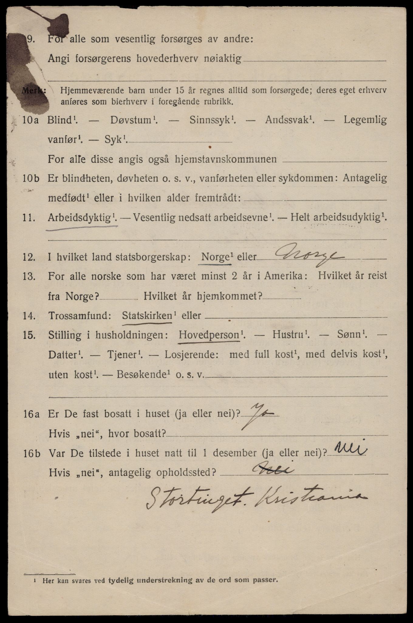 SAST, 1920 census for Stavanger, 1920, p. 93965