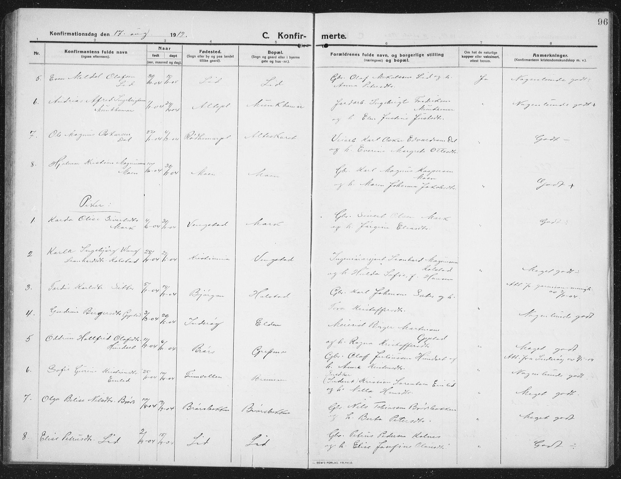 Ministerialprotokoller, klokkerbøker og fødselsregistre - Nord-Trøndelag, SAT/A-1458/742/L0413: Parish register (copy) no. 742C04, 1911-1938, p. 96