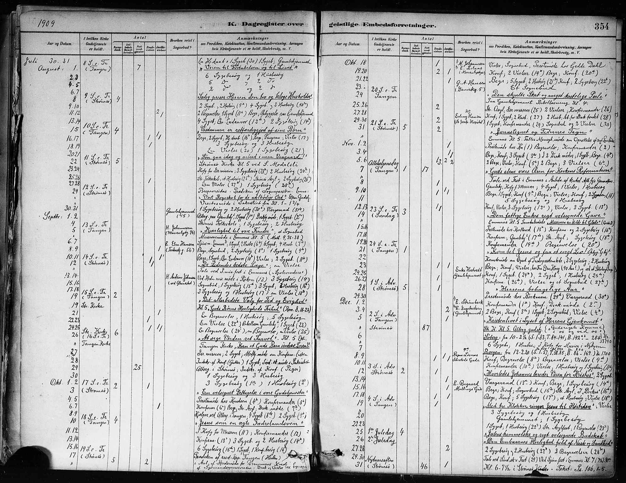 Strømsø kirkebøker, AV/SAKO-A-246/F/Fa/L0022: Parish register (official) no. I 22, 1879-1899, p. 354