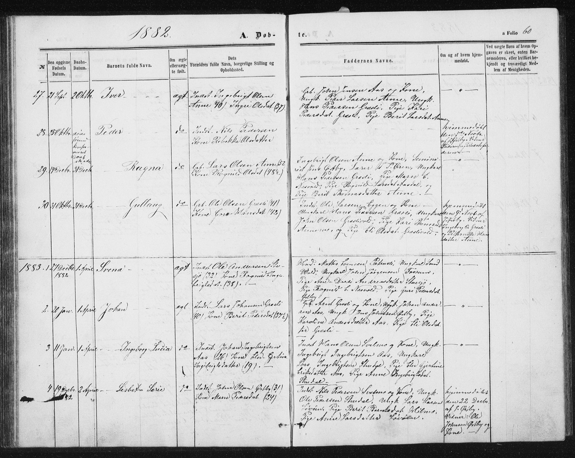 Ministerialprotokoller, klokkerbøker og fødselsregistre - Sør-Trøndelag, SAT/A-1456/698/L1166: Parish register (copy) no. 698C03, 1861-1887, p. 60