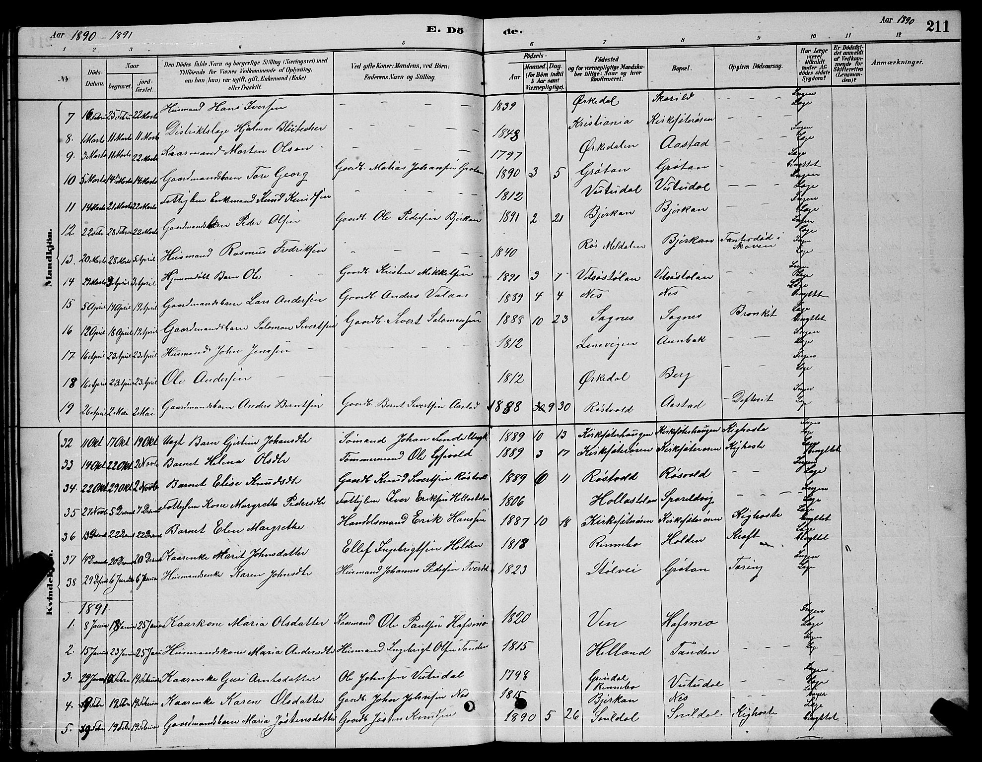 Ministerialprotokoller, klokkerbøker og fødselsregistre - Sør-Trøndelag, SAT/A-1456/630/L0504: Parish register (copy) no. 630C02, 1879-1898, p. 211
