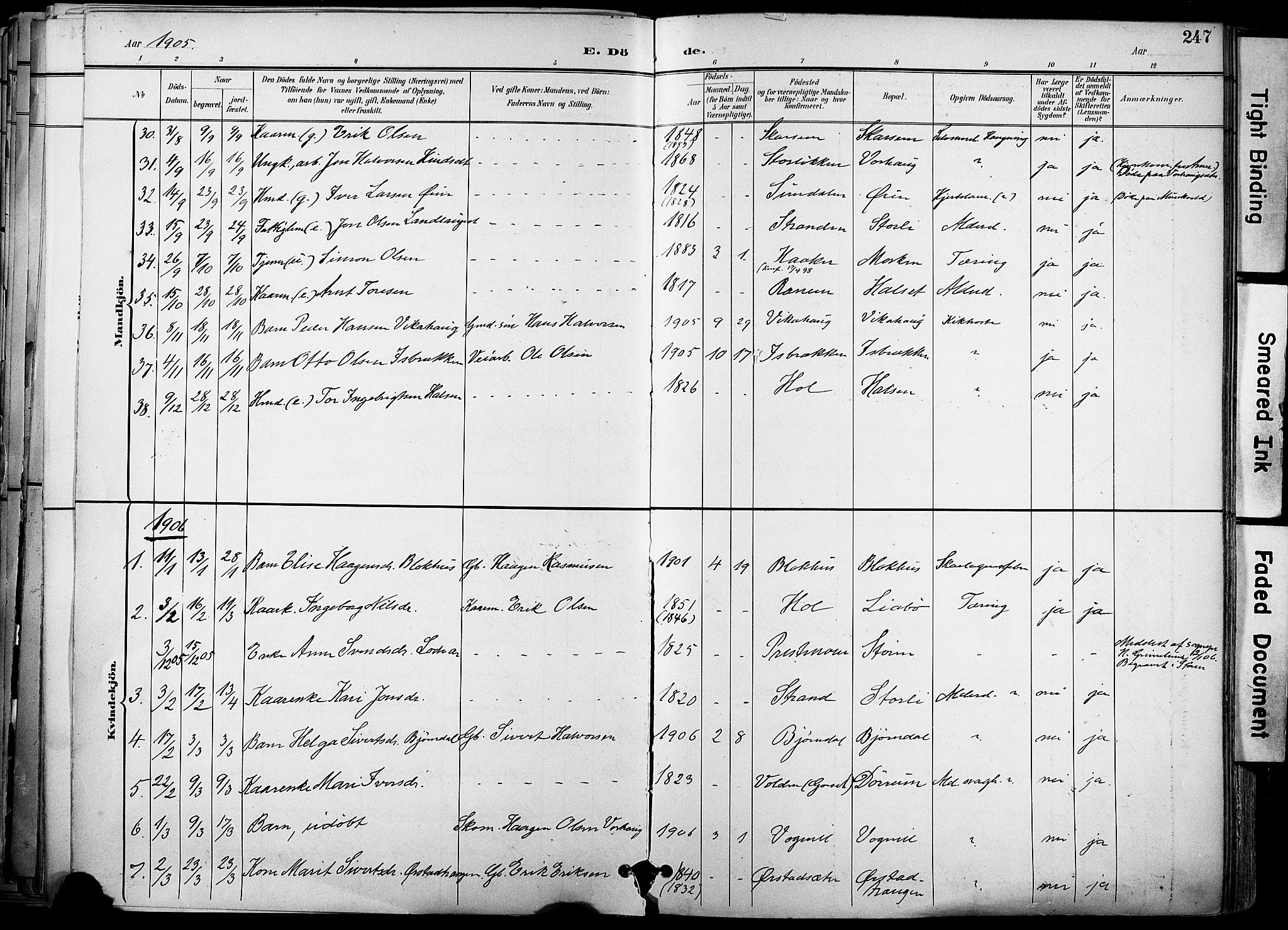 Ministerialprotokoller, klokkerbøker og fødselsregistre - Sør-Trøndelag, SAT/A-1456/678/L0902: Parish register (official) no. 678A11, 1895-1911, p. 247