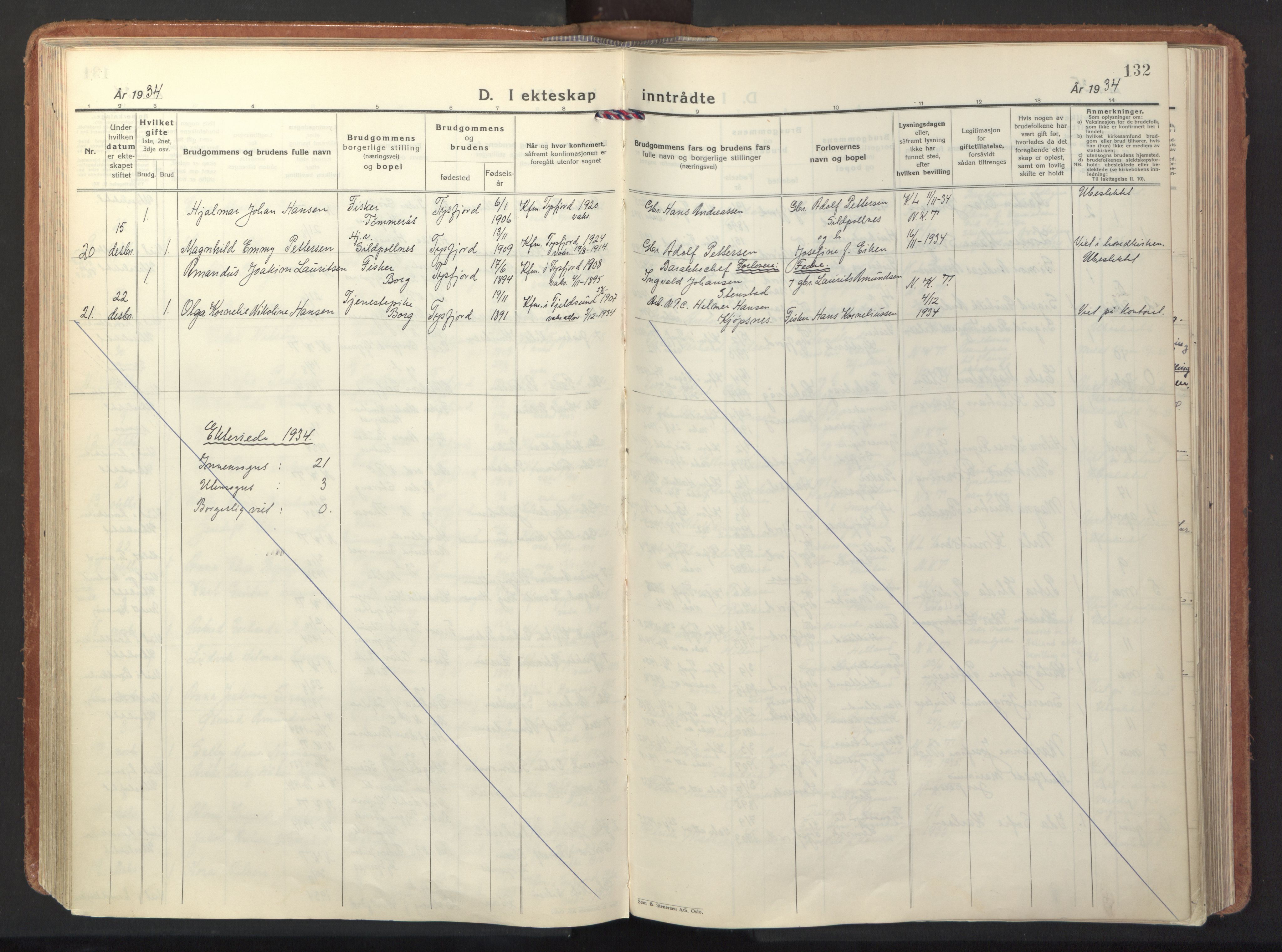 Ministerialprotokoller, klokkerbøker og fødselsregistre - Nordland, AV/SAT-A-1459/861/L0874: Parish register (official) no. 861A09, 1932-1939, p. 132