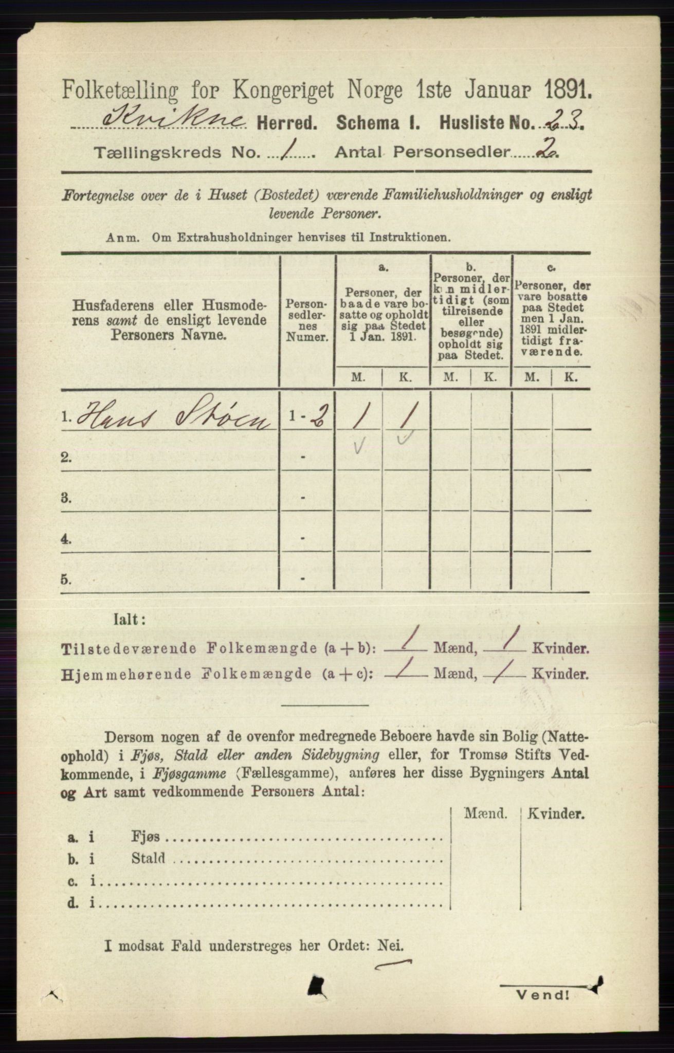 RA, 1891 census for 0440 Kvikne, 1891, p. 39