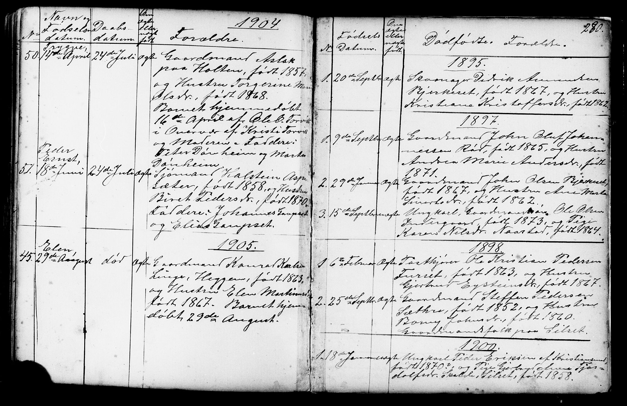 Ministerialprotokoller, klokkerbøker og fødselsregistre - Møre og Romsdal, SAT/A-1454/584/L0969: Parish register (copy) no. 584C02, 1877-1911, p. 280