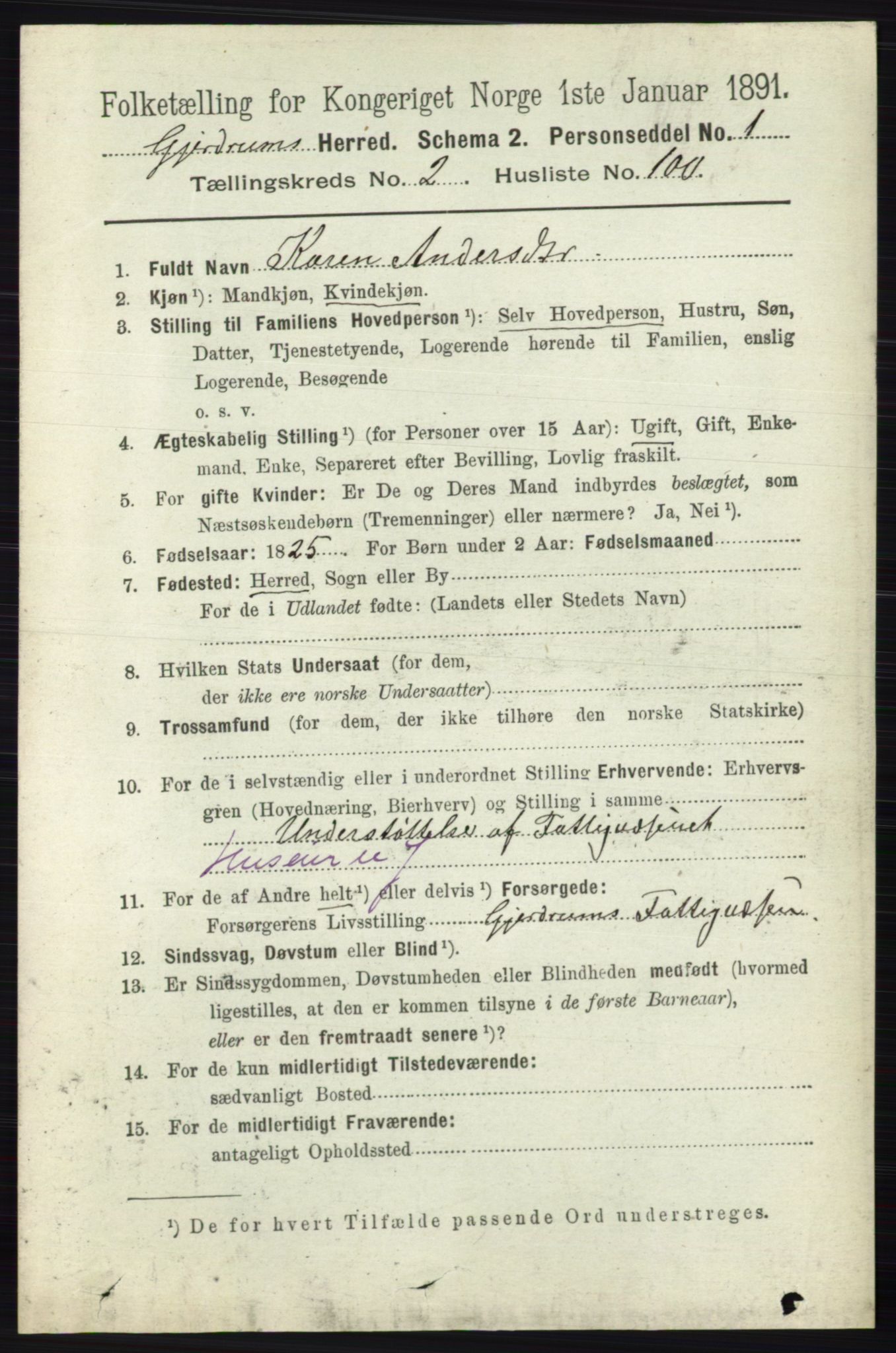 RA, 1891 census for 0234 Gjerdrum, 1891, p. 1151