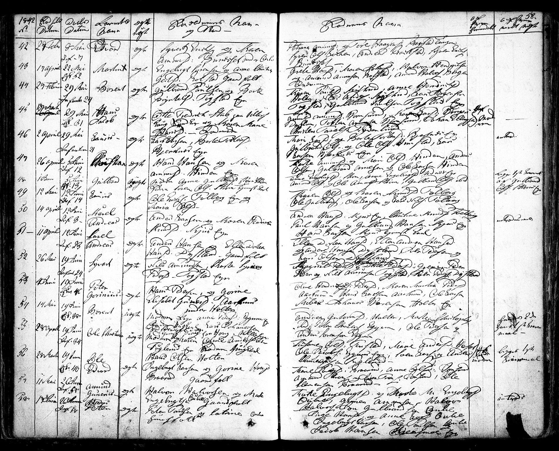 Nes prestekontor Kirkebøker, AV/SAO-A-10410/F/Fa/L0006: Parish register (official) no. I 6, 1833-1845, p. 58