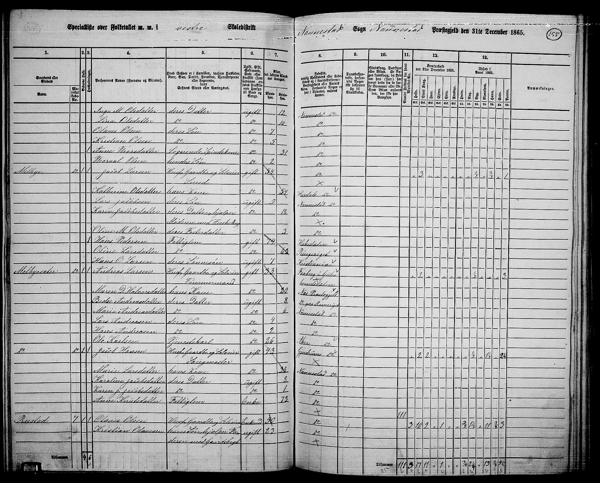 RA, 1865 census for Nannestad, 1865, p. 38