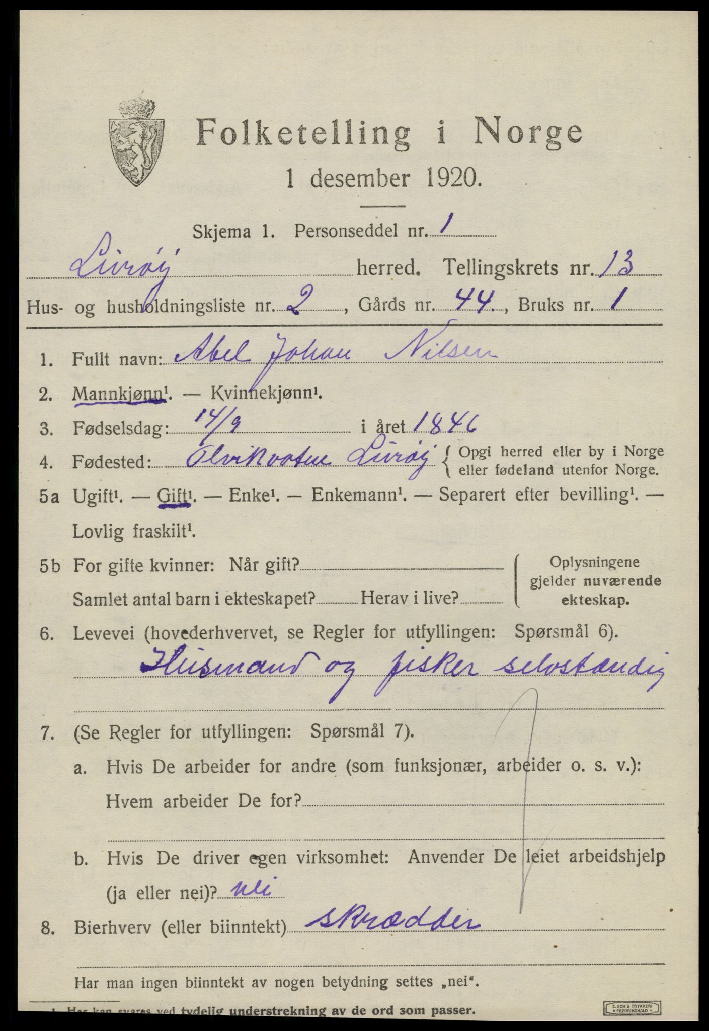 SAT, 1920 census for Lurøy, 1920, p. 5201