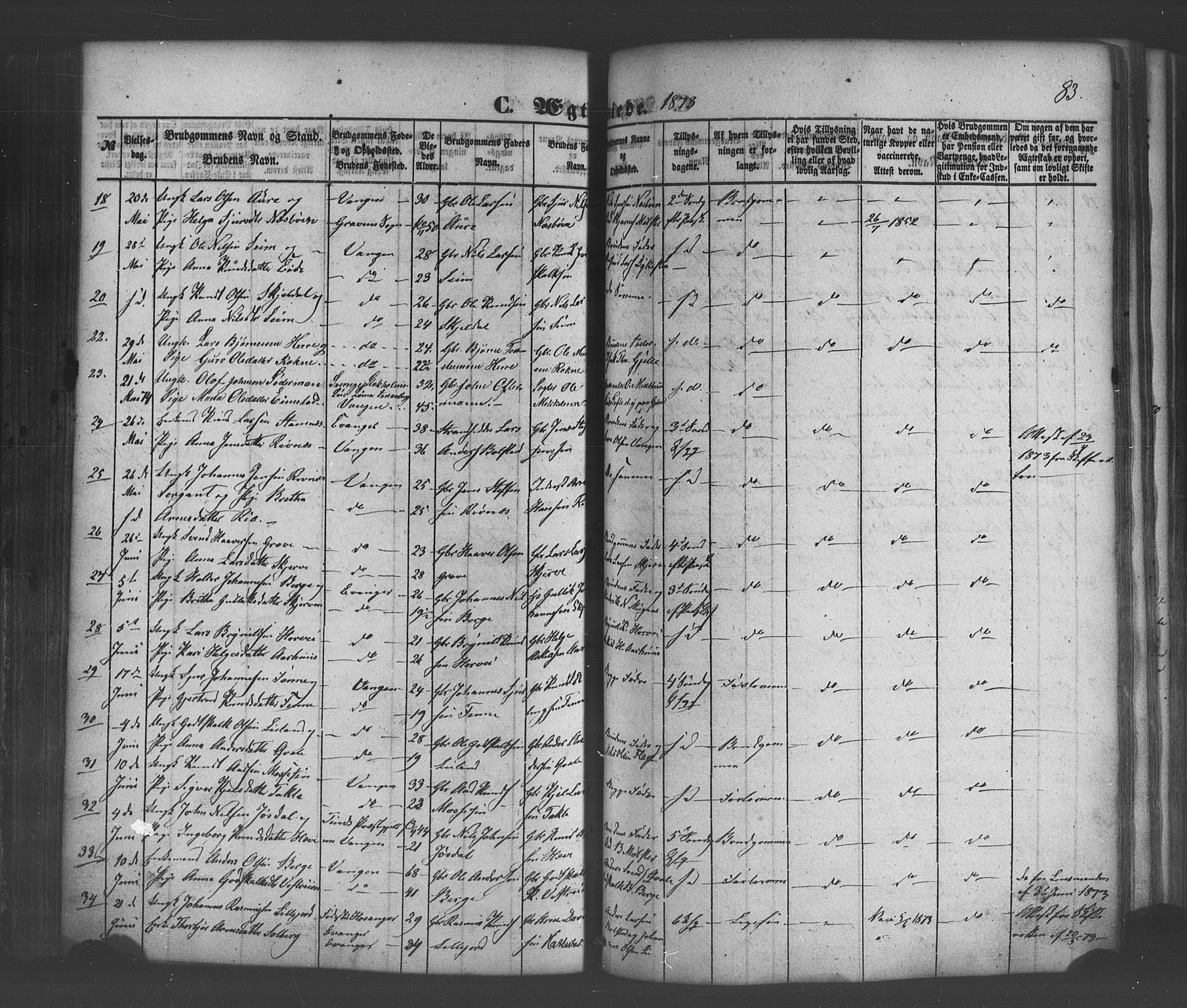 Voss sokneprestembete, SAB/A-79001/H/Haa: Parish register (official) no. A 19, 1851-1886, p. 83